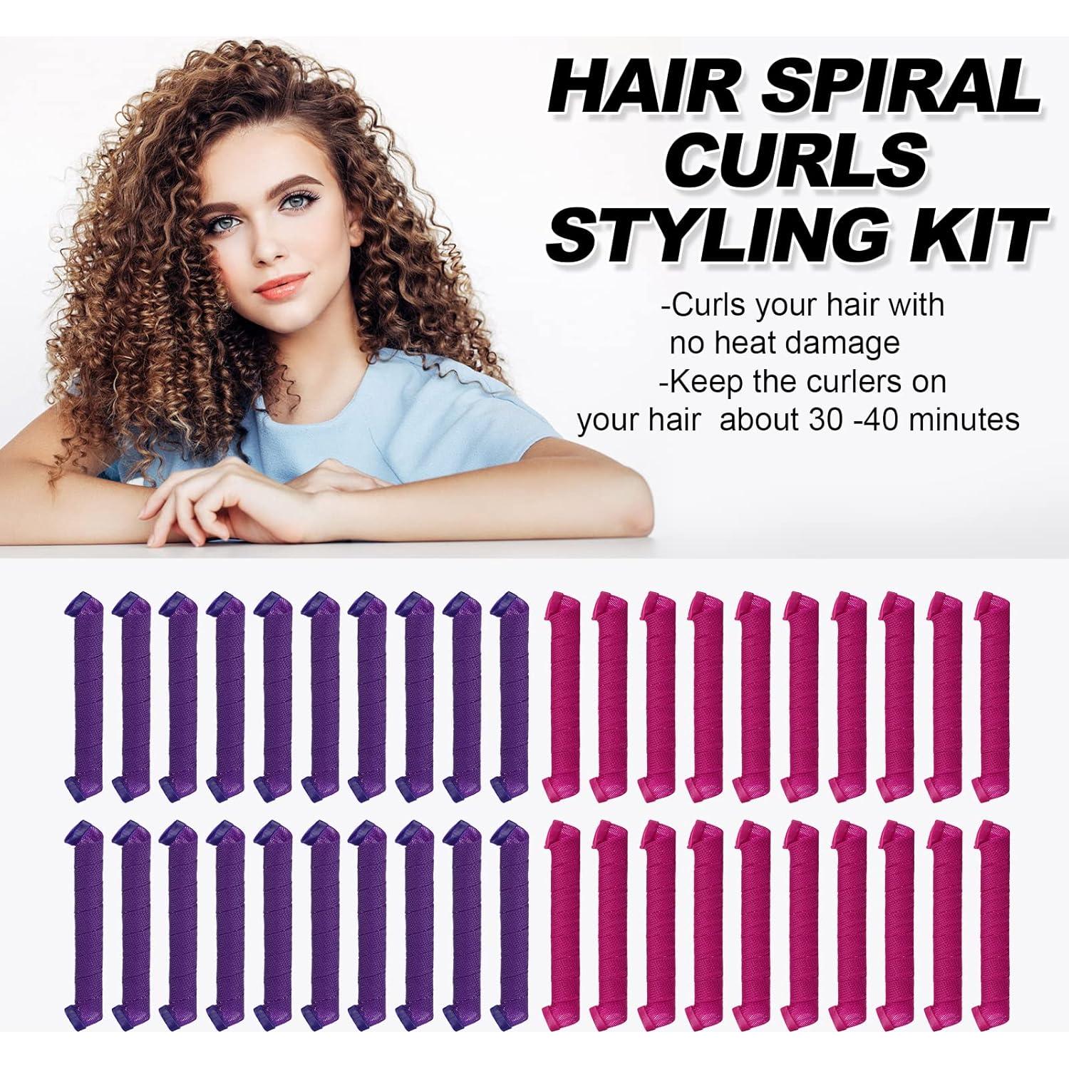 Kit 40 Rulos de Pelo Sin Calor Kufun 55cm para Rizos Perfectos