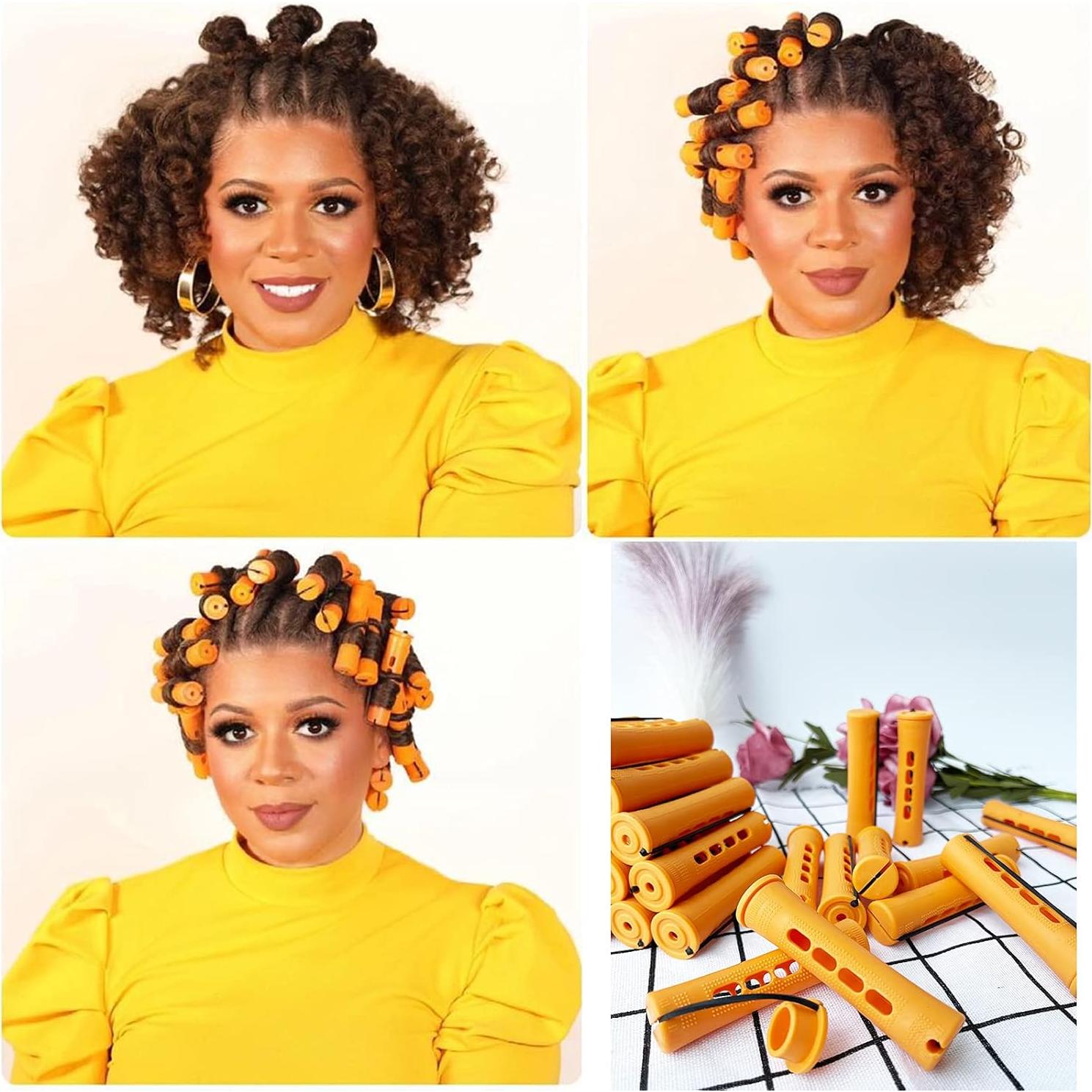 Rulos de Perm Grande RJMBMUP 40 Piezas Naranja 8.26cm