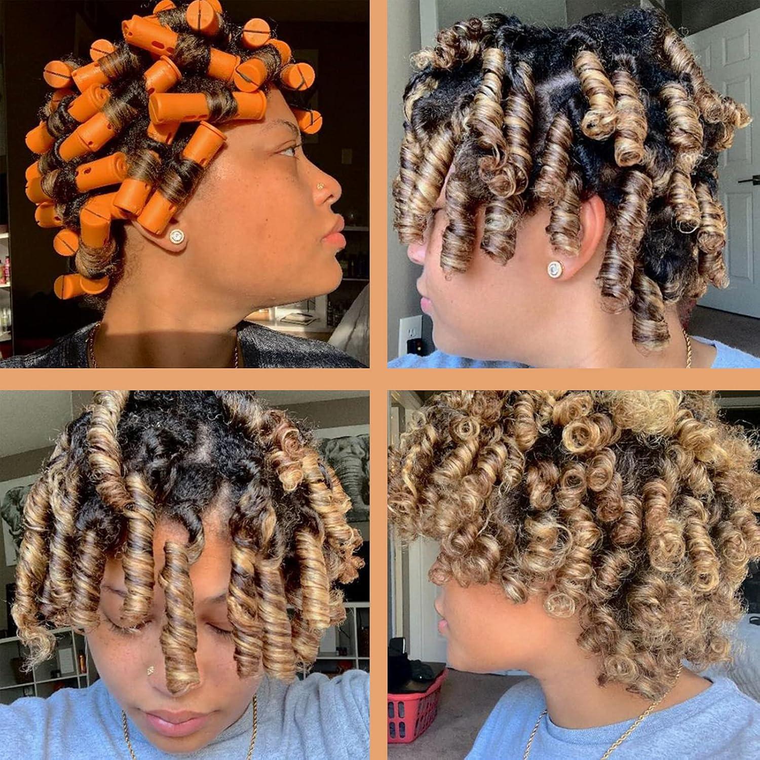 Rulos de Perm Grande RJMBMUP 40 Piezas Naranja 8.26cm