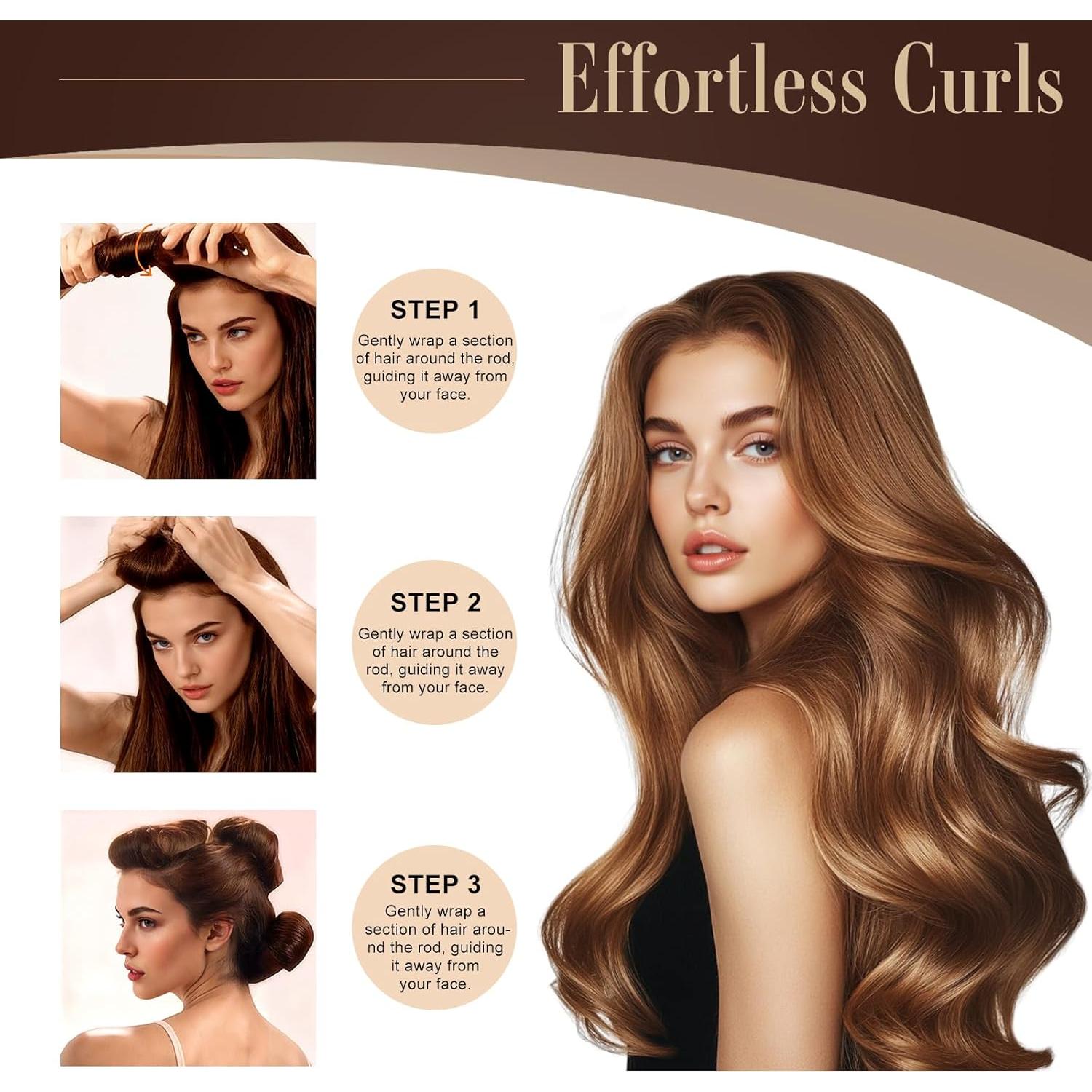 Rizador de Cabello Sin Calor Togayu Jumbo 4 Piezas Marrón