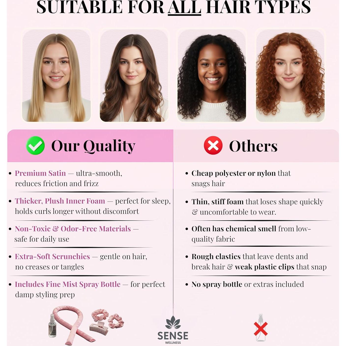 Kit de Rizado Sin Calor Sense Wellness - Varilla 99 cm Rosa