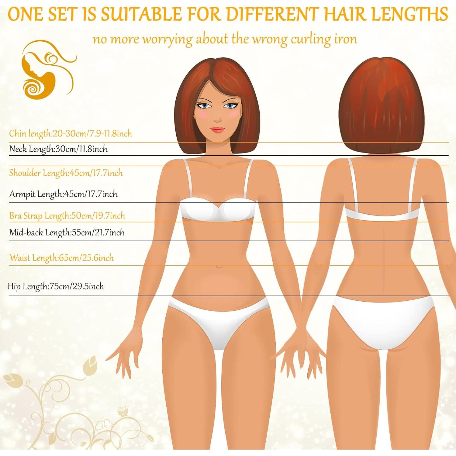 60 Rulos de Ondas Sin Calor Giegxin - 30/45/56 cm Reutilizables