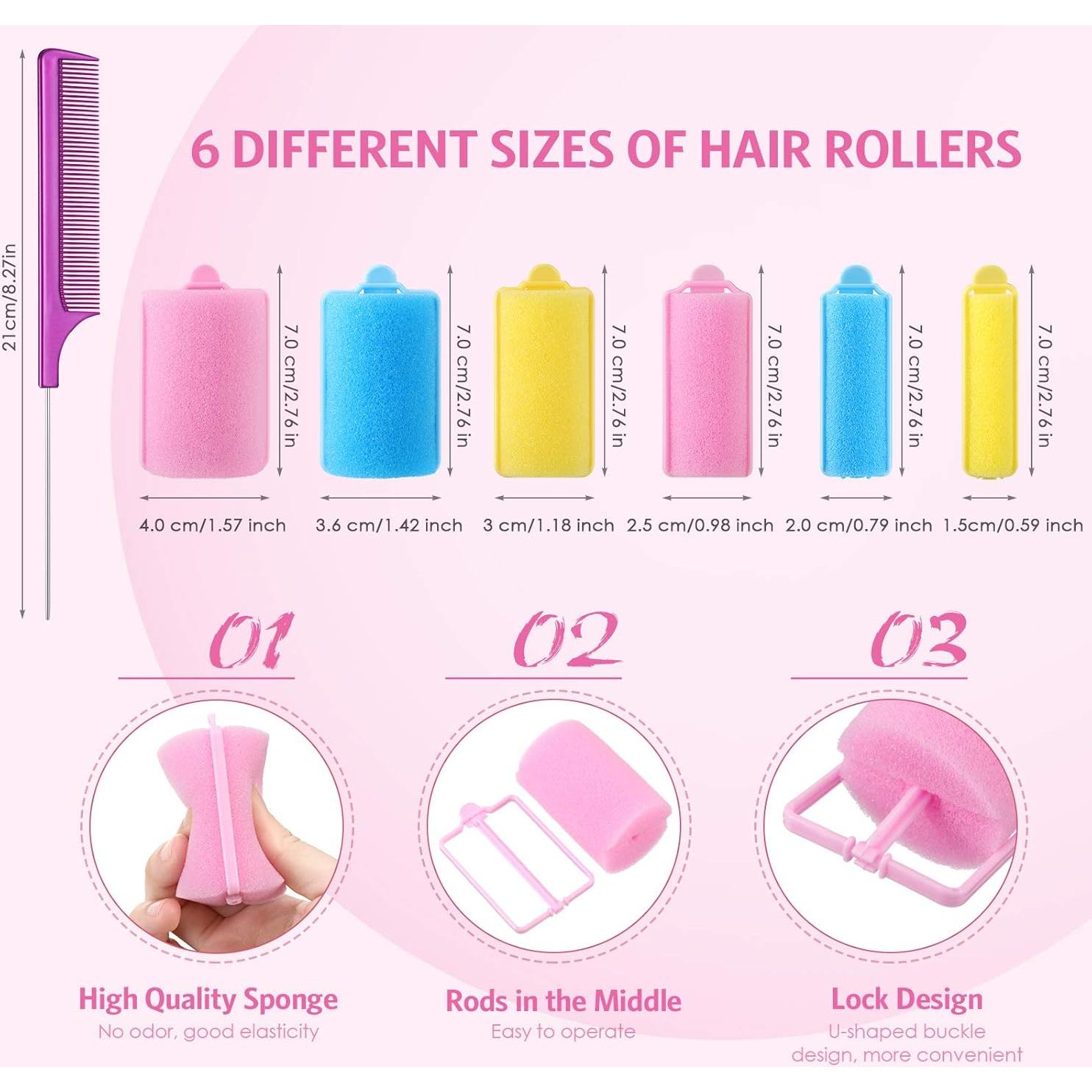 Rulos de Espuma Syhood 56 Pcs 6 Tamaños para Cabello