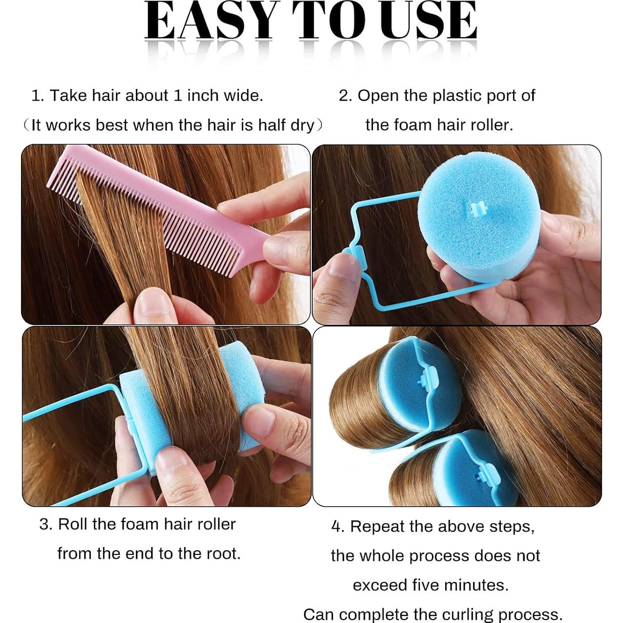 Rodillos de Cabello de Espuma Jumbo Beautiyand - 24 Piezas 5.08 cm