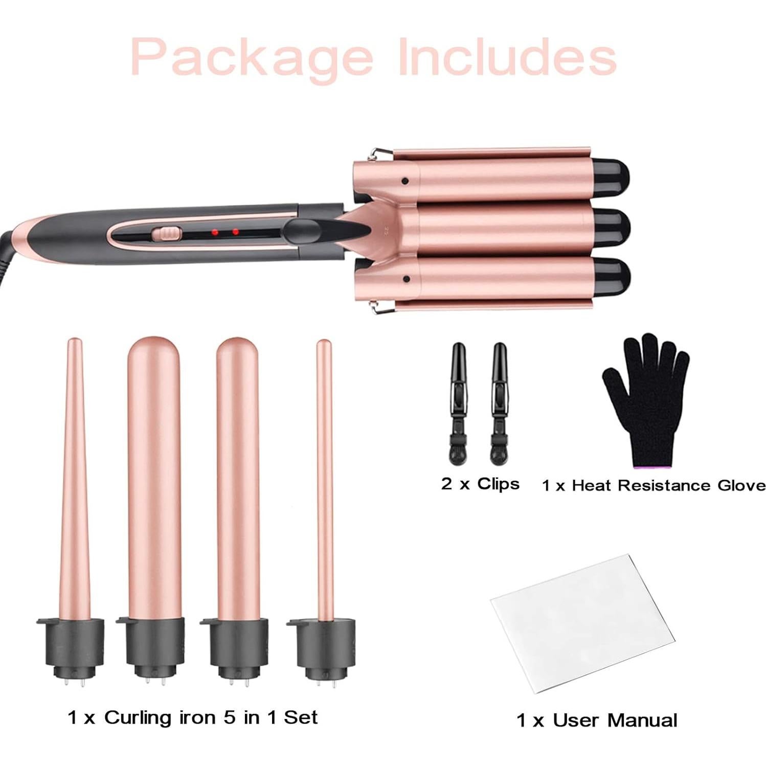 Set de Rizador 5 en 1 AMENKER con Barriles Intercambiables