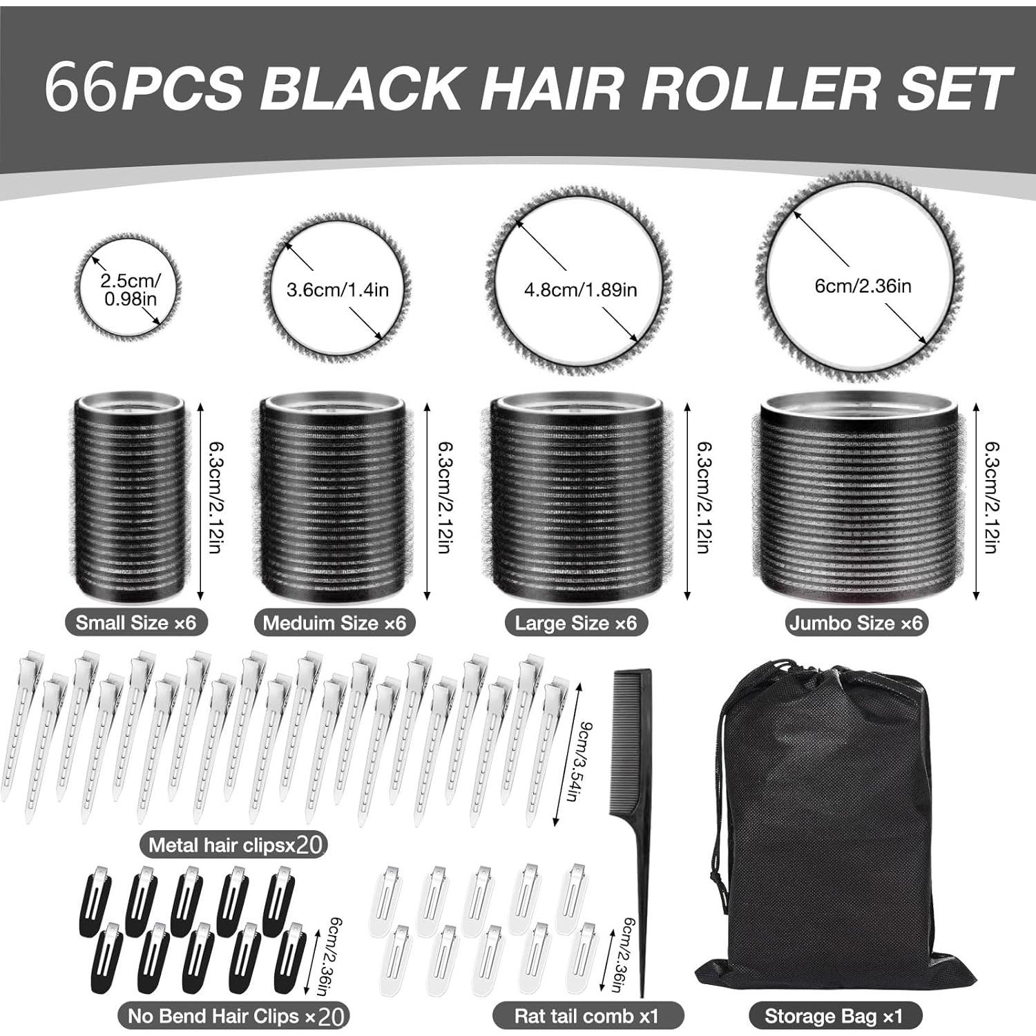 Set de 66 Rulos para el Cabello JZko con 40 Clips y Peine