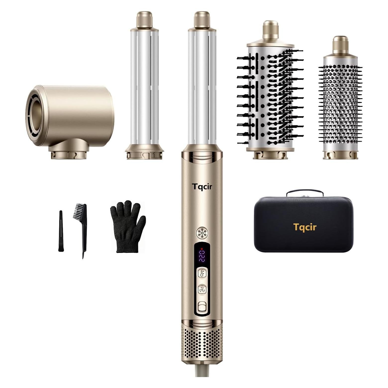 Secador de cabello Tqcir 5 en 1 con rizadores auto-enrollables