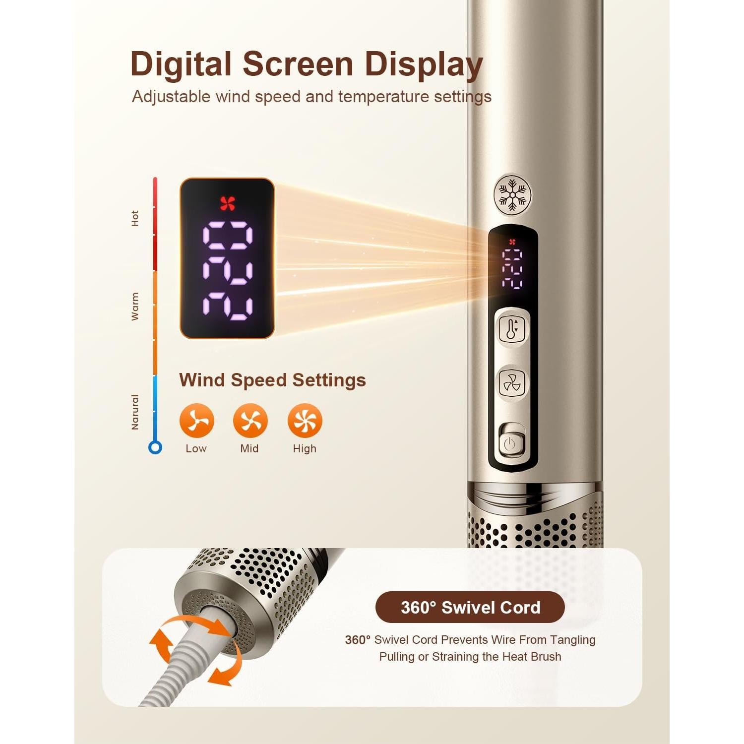 Secador de cabello Tqcir 5 en 1 con rizadores auto-enrollables