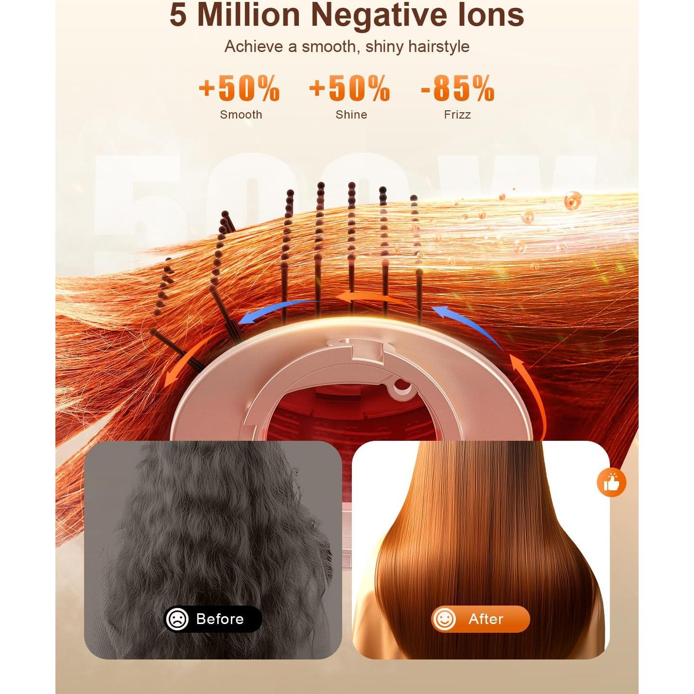 Secador de cabello Tqcir 5 en 1 con rizadores auto-enrollables