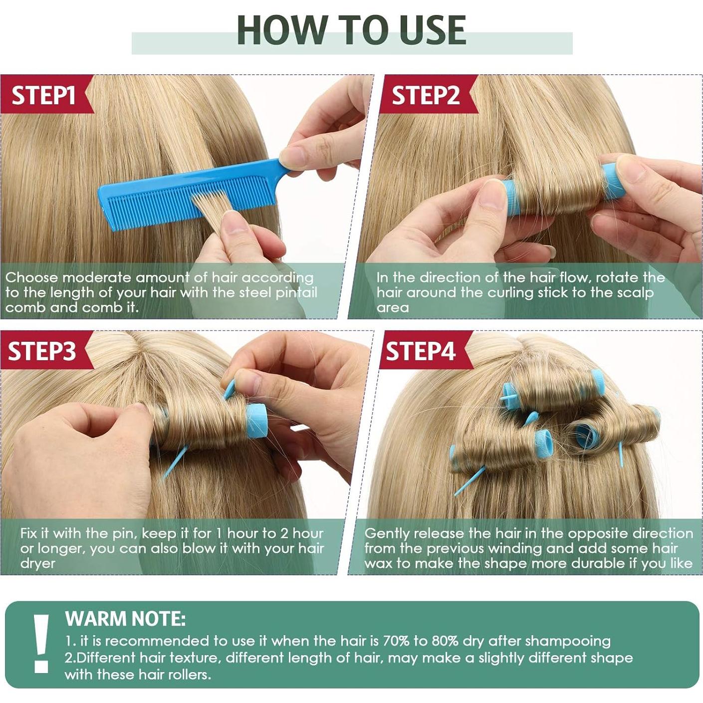 Conjunto de Rulos para Cabello Syhood 29 Piezas Azul 1.6 cm