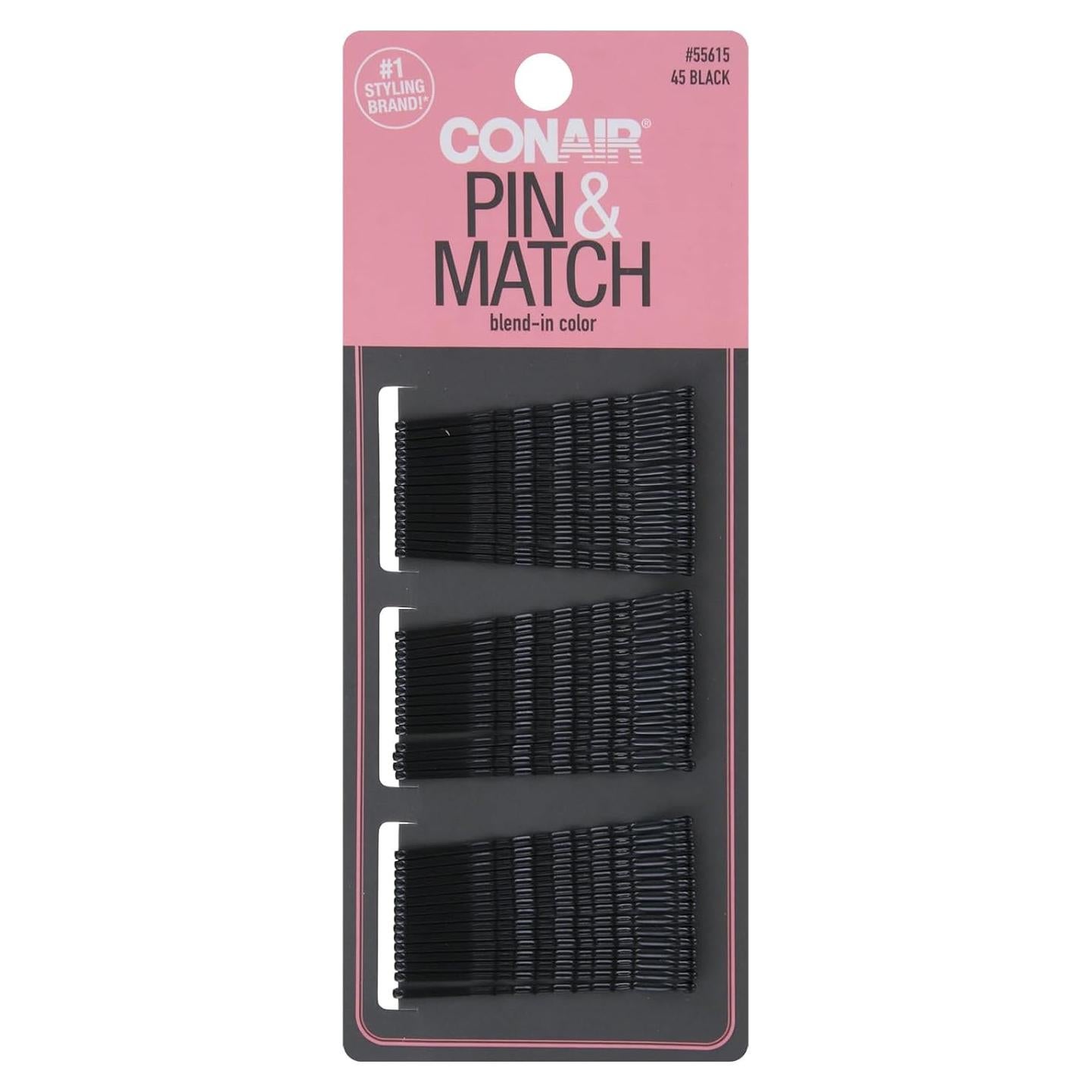 Pasadores de Pelo Conair Pin & Match Negro 45 Piezas Antideslizante