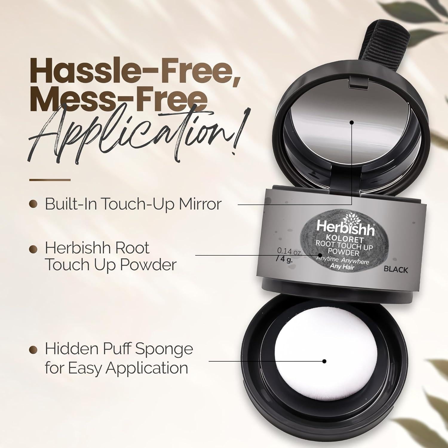 Koloret Polvo para Retocar Raíces Negro 4g - Cubrimiento Canas