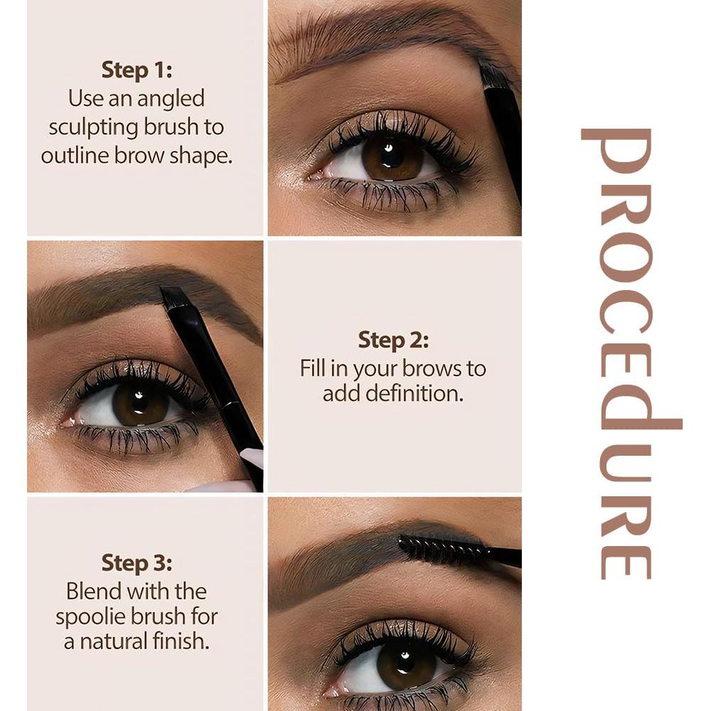 Kit de Polvo para Cejas YFANCN Gris Humo 3 Tonos con Brocha