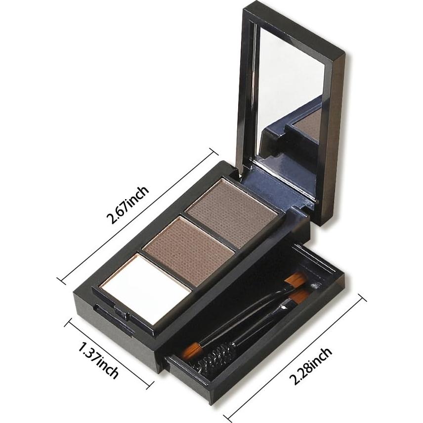 Kit de Polvo para Cejas YFANCN Gris Humo 3 Tonos con Brocha