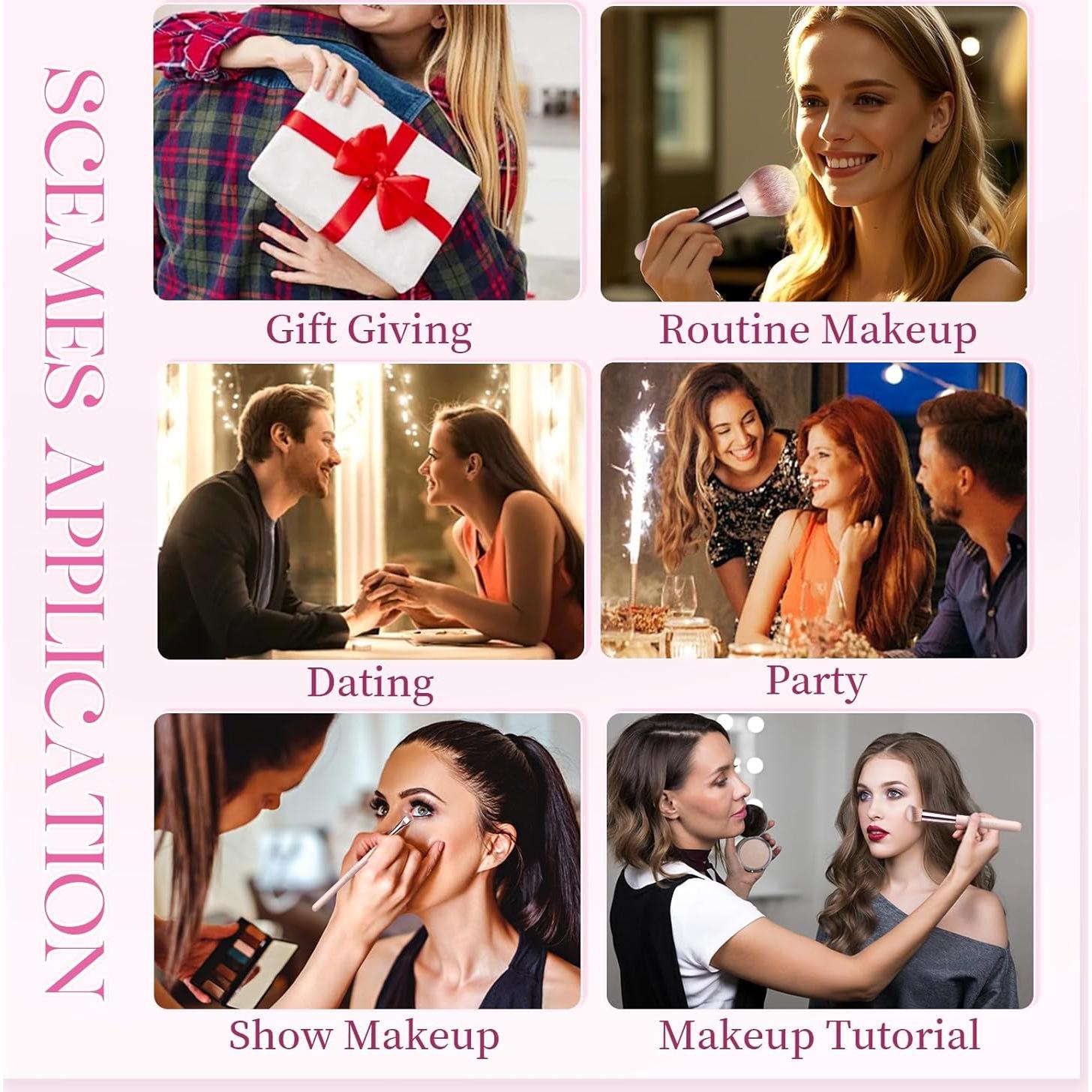 Juego de Brochas de Maquillaje de Viaje EVRCHGIEA 15 Piezas Rosa