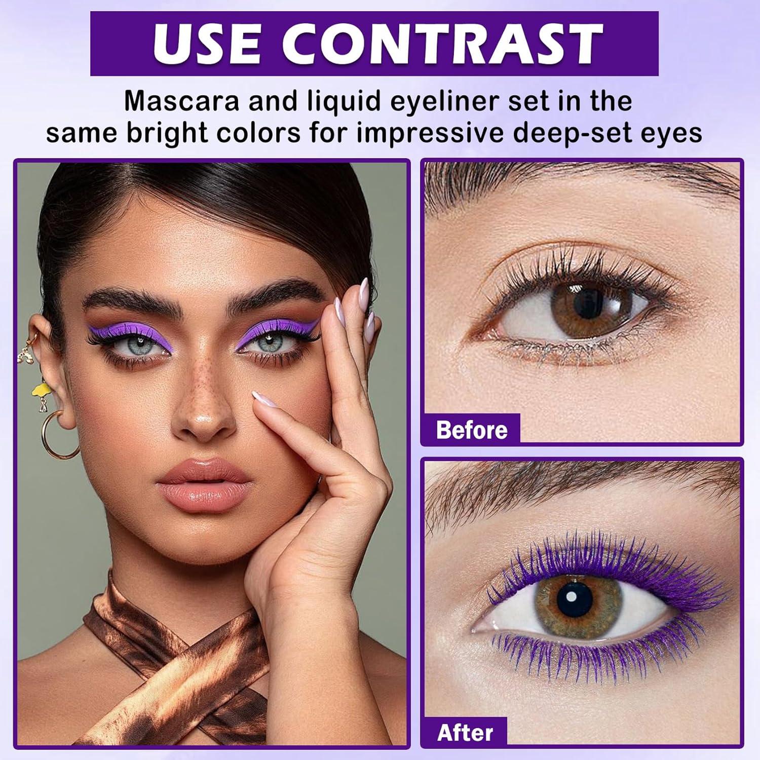 Conjunto Máscara y Delineador Púrpura LZXLUKGIR 5D Impermeable