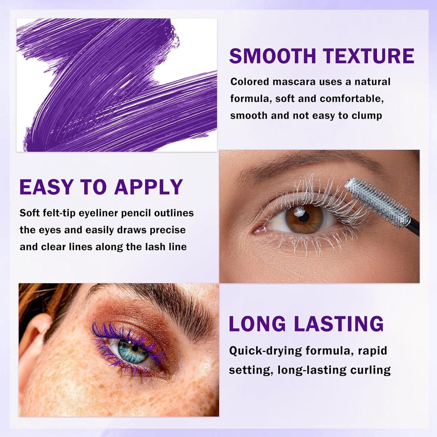 Conjunto Máscara y Delineador Púrpura LZXLUKGIR 5D Impermeable