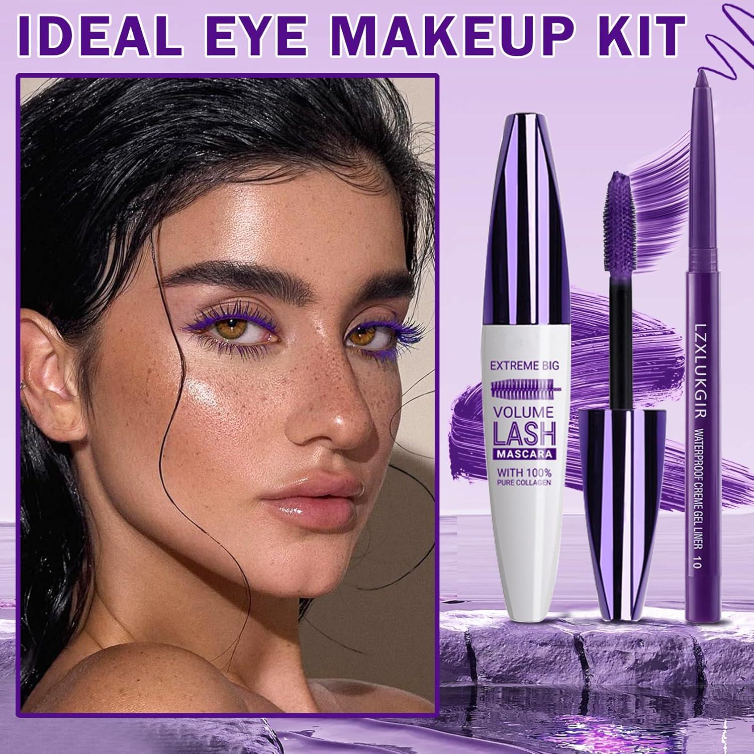 Conjunto Máscara y Delineador Púrpura LZXLUKGIR 5D Impermeable