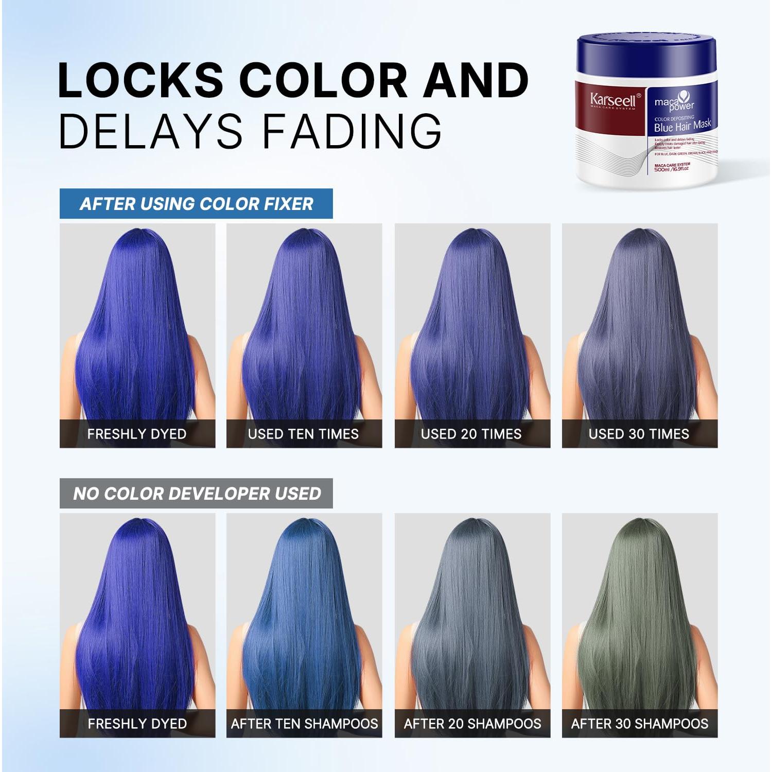 Mascarilla Depositaria de Color Karseell Azul 500mL - Acondicionador Hidratante