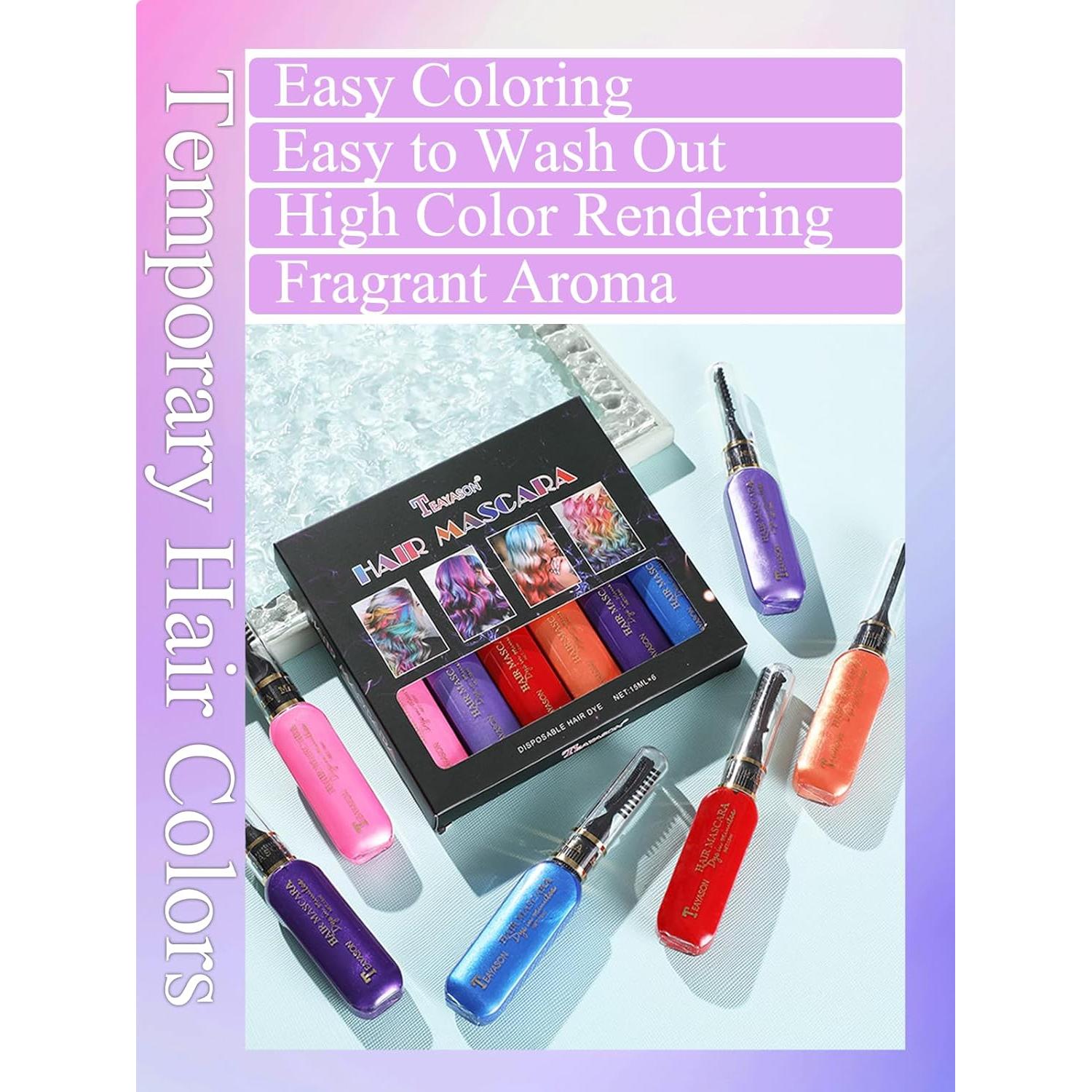 Set de 6 Tizas de Color Arcoíris para Cabello Gorvalin