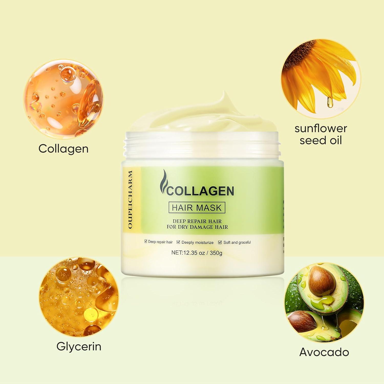 Mascarilla de Colágeno OUPEICHARM 349.5g Hidratante para Cabello