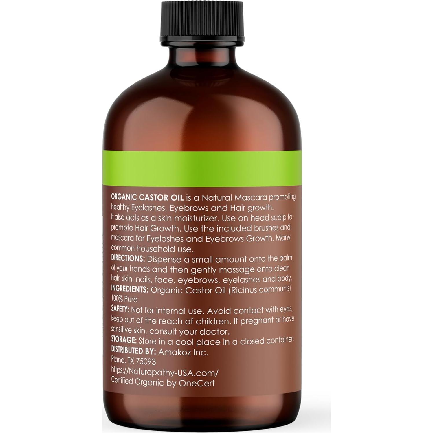 Aceite de Ricino Orgánico Naturopathy 118ml 100% Puro Prensado en Frío