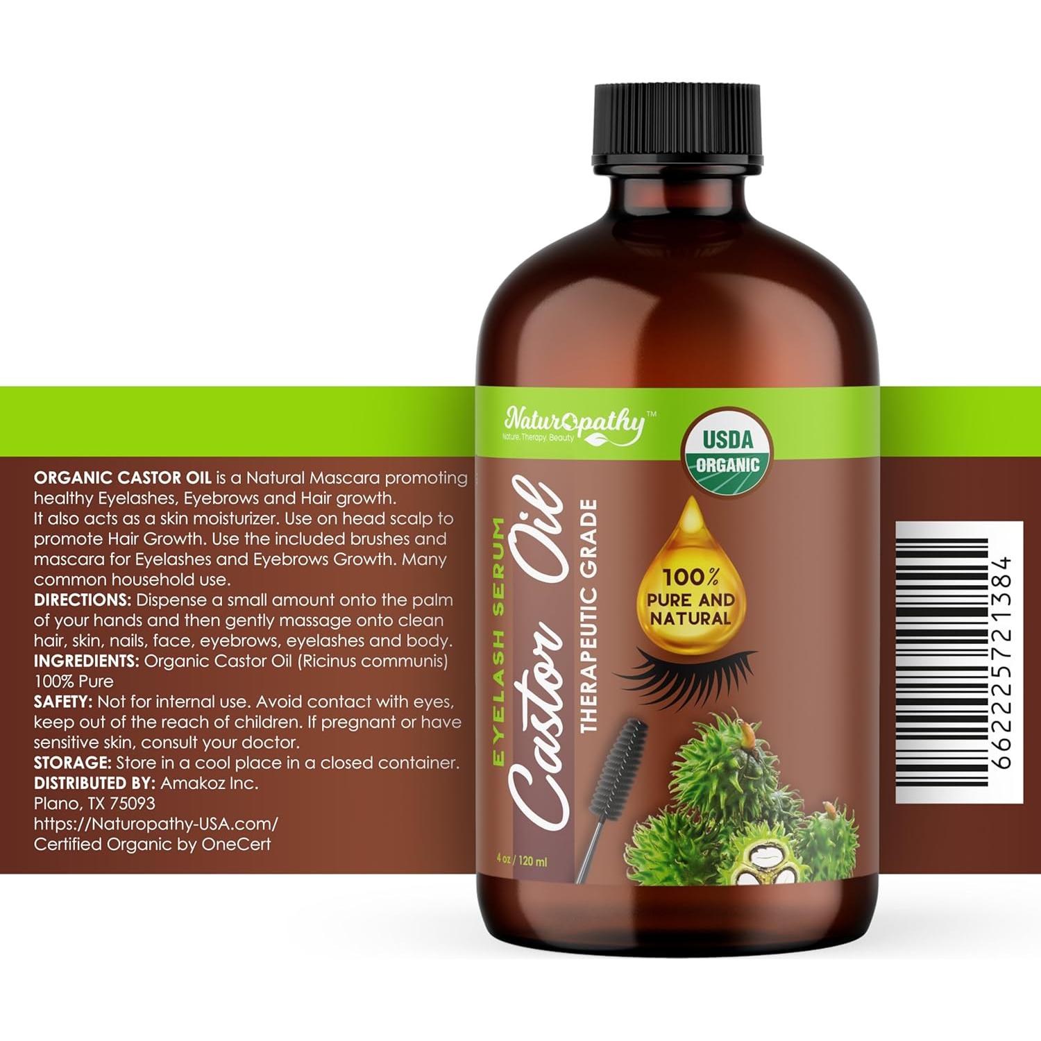 Aceite de Ricino Orgánico Naturopathy 118ml 100% Puro Prensado en Frío