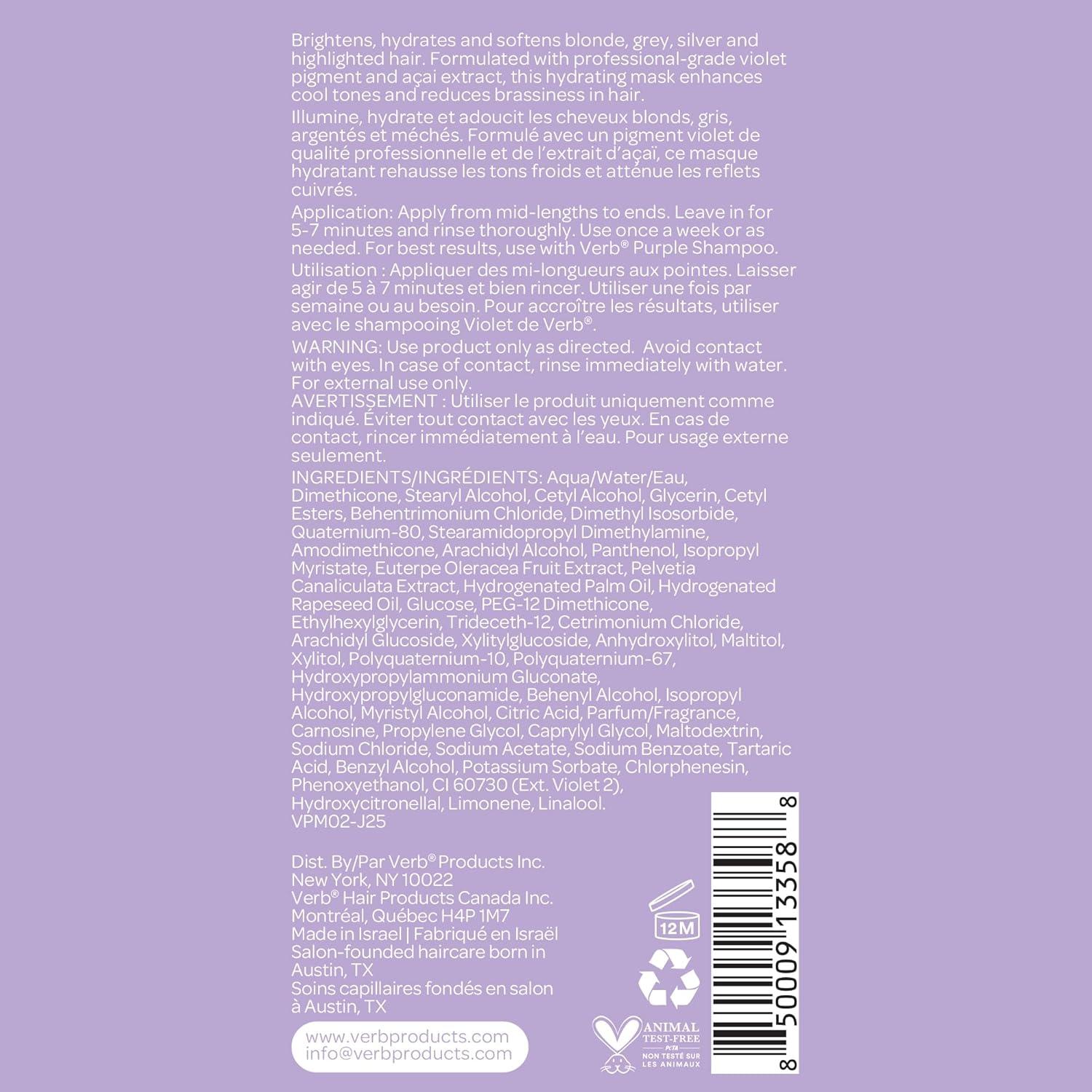 Mascarilla para Cabello Púrpura Verb 178g - Neutraliza Brassiness