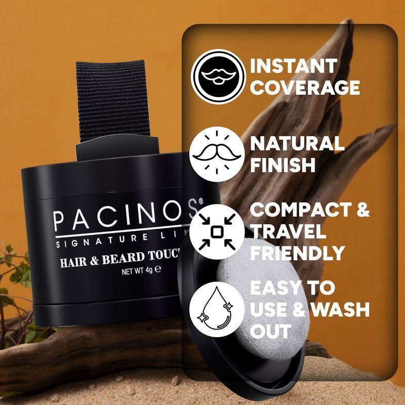 Toque Instantáneo para Cabello y Barba Pacinos - Negro - Compacto y Resistente al Sudor