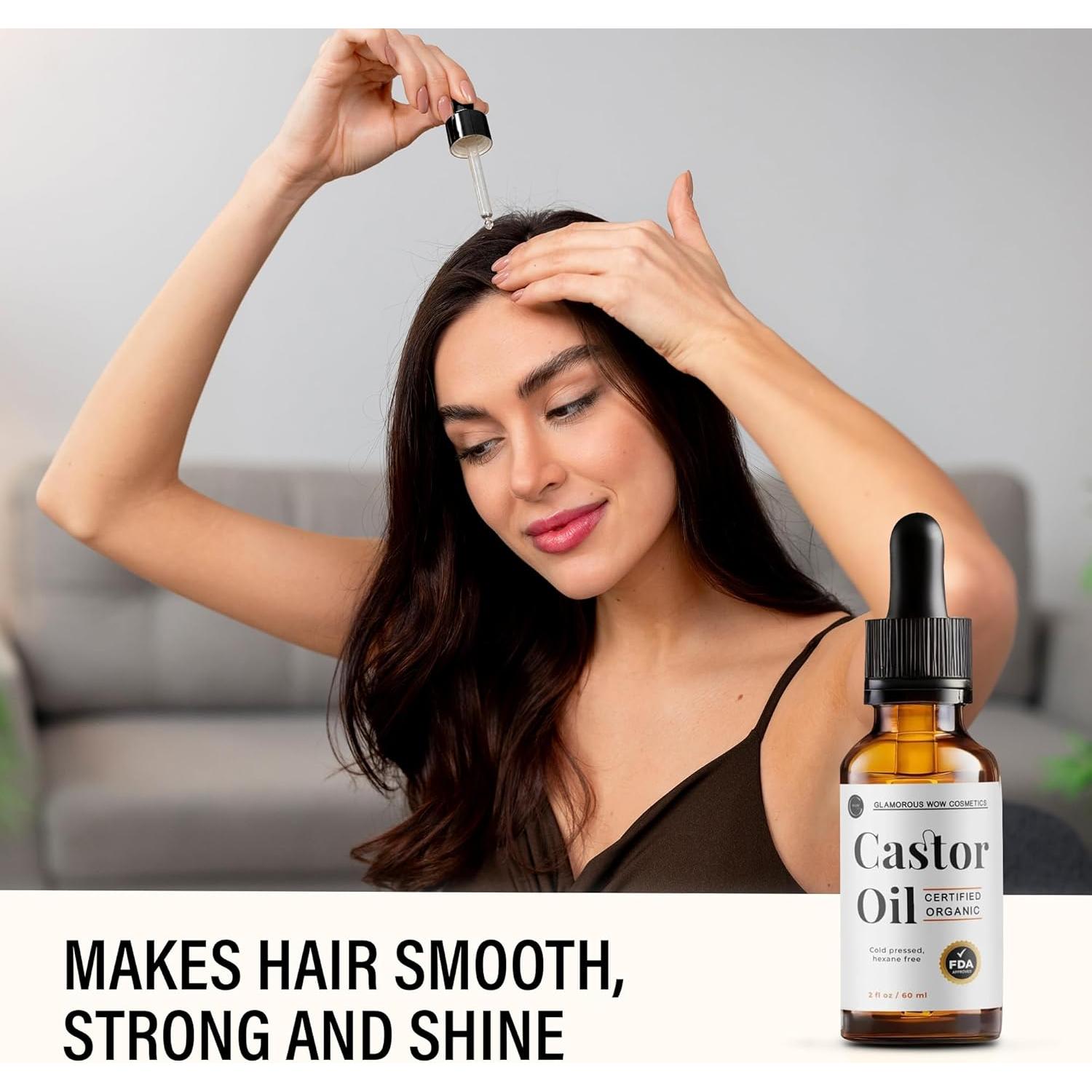 Aceite de Ricino Orgánico 60ml Glamorous Wow - Crecimiento Pestañas y Cejas