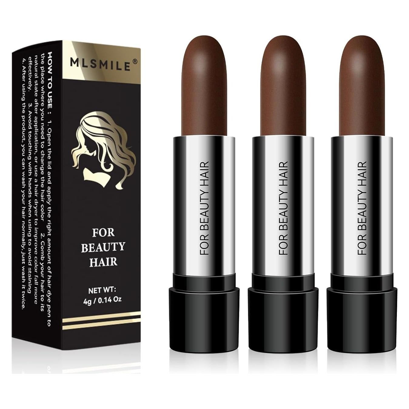 Lápiz de Tinte para Cabello Canoso MLSMILE 3PCS Marrón Oscuro