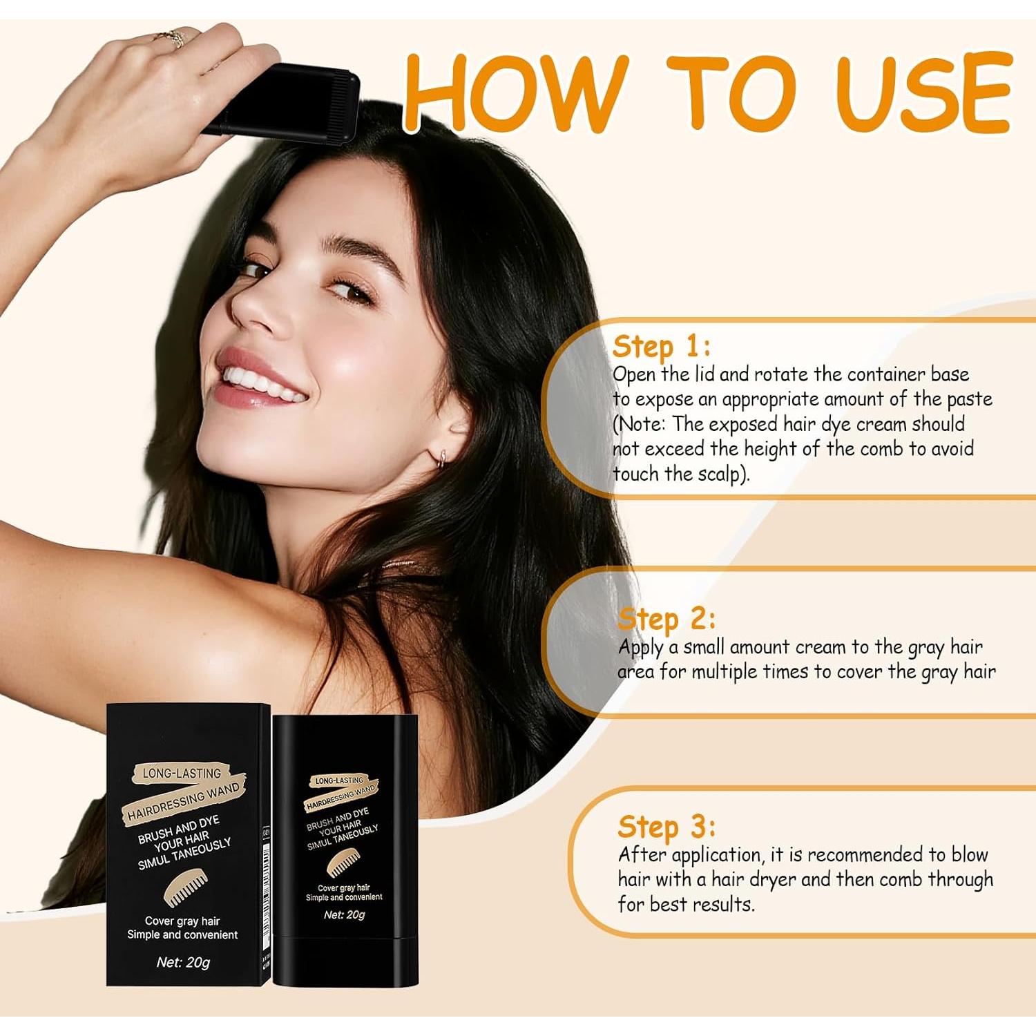 Peine Tinte Cabello Negro Eudivine 2PCS Portátil a Prueba de Agua