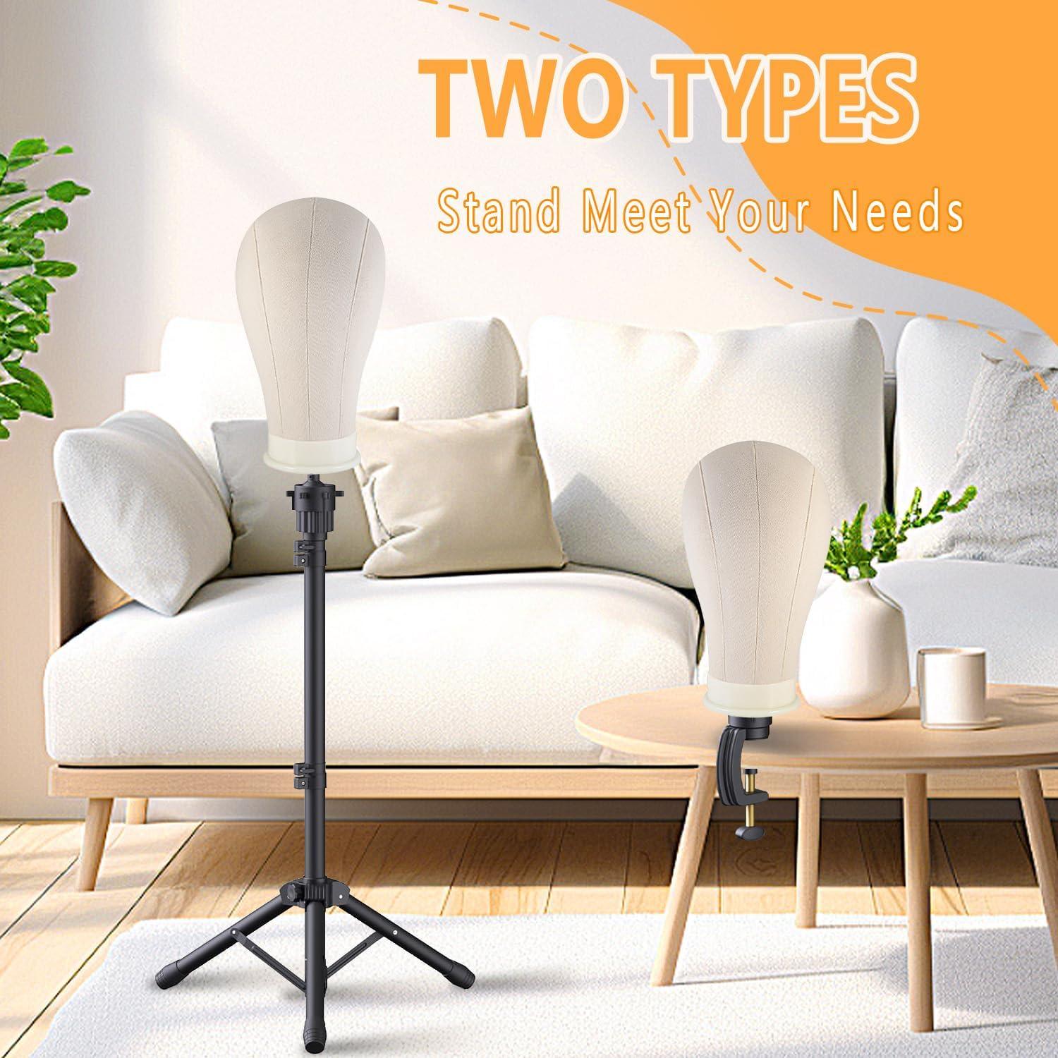 Soporte para Pelucas con Cabeza de Maniquí y Abrazadera