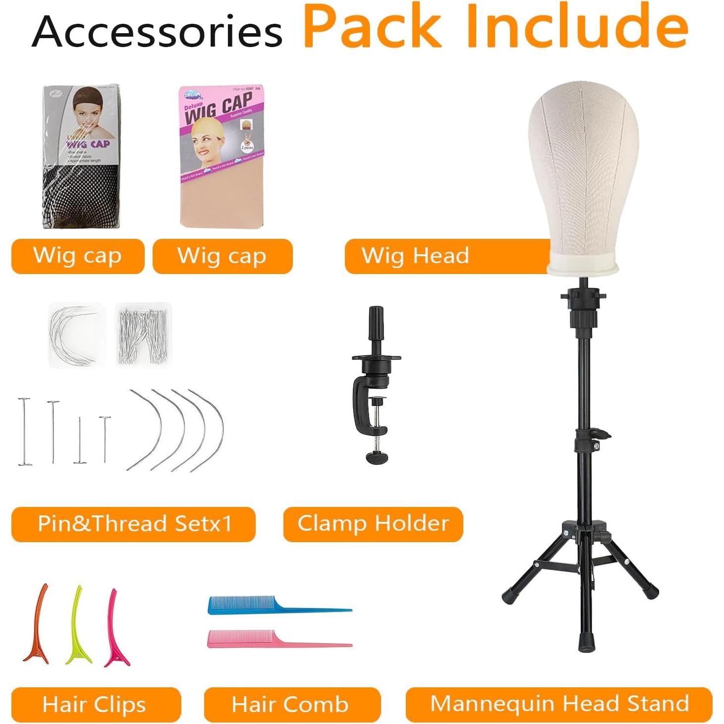 Soporte para Pelucas con Cabeza de Maniquí y Abrazadera