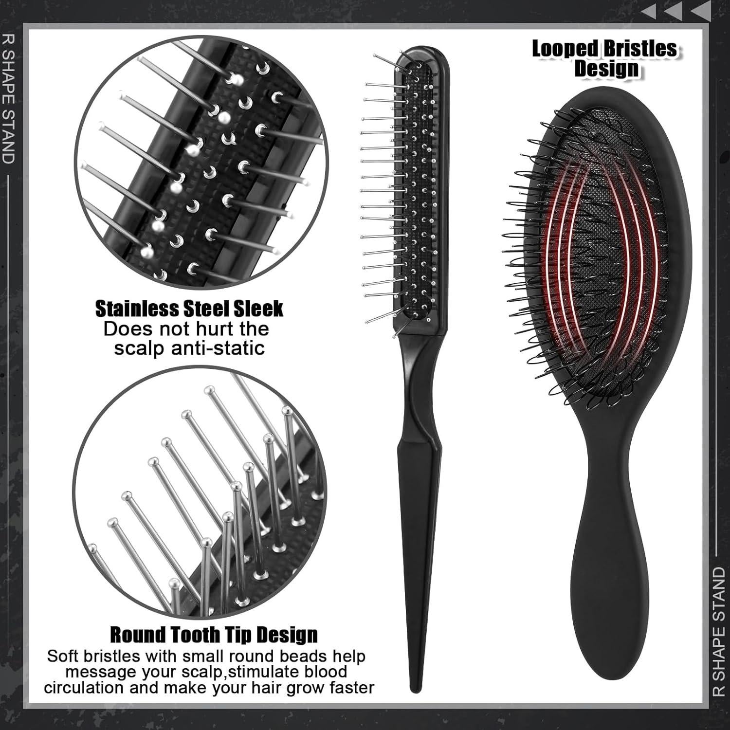 Juego de Soportes y Cepillos para Peluca ZH0441 - 2 Soportes y 5 Peines