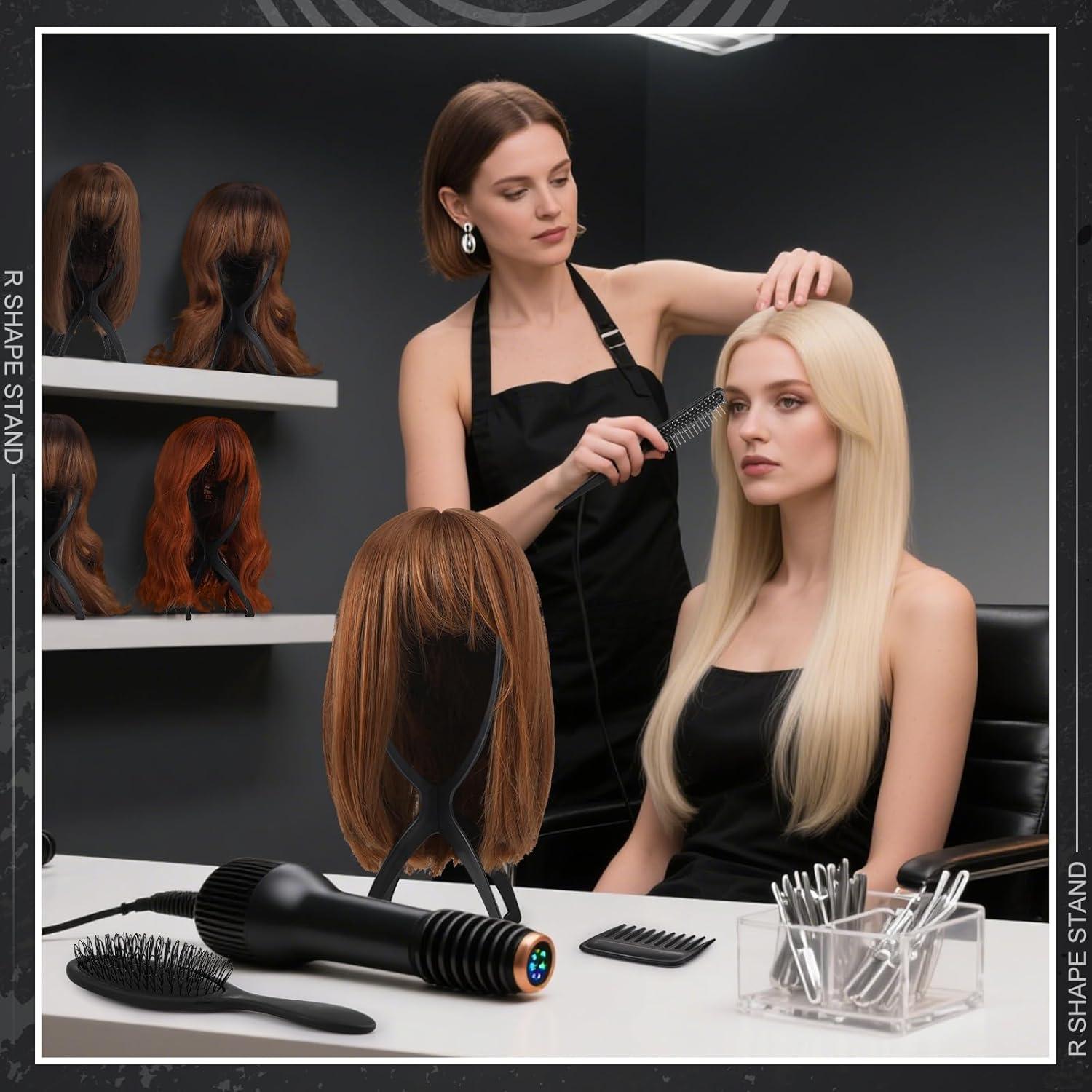 Juego de Soportes y Cepillos para Peluca ZH0441 - 2 Soportes y 5 Peines