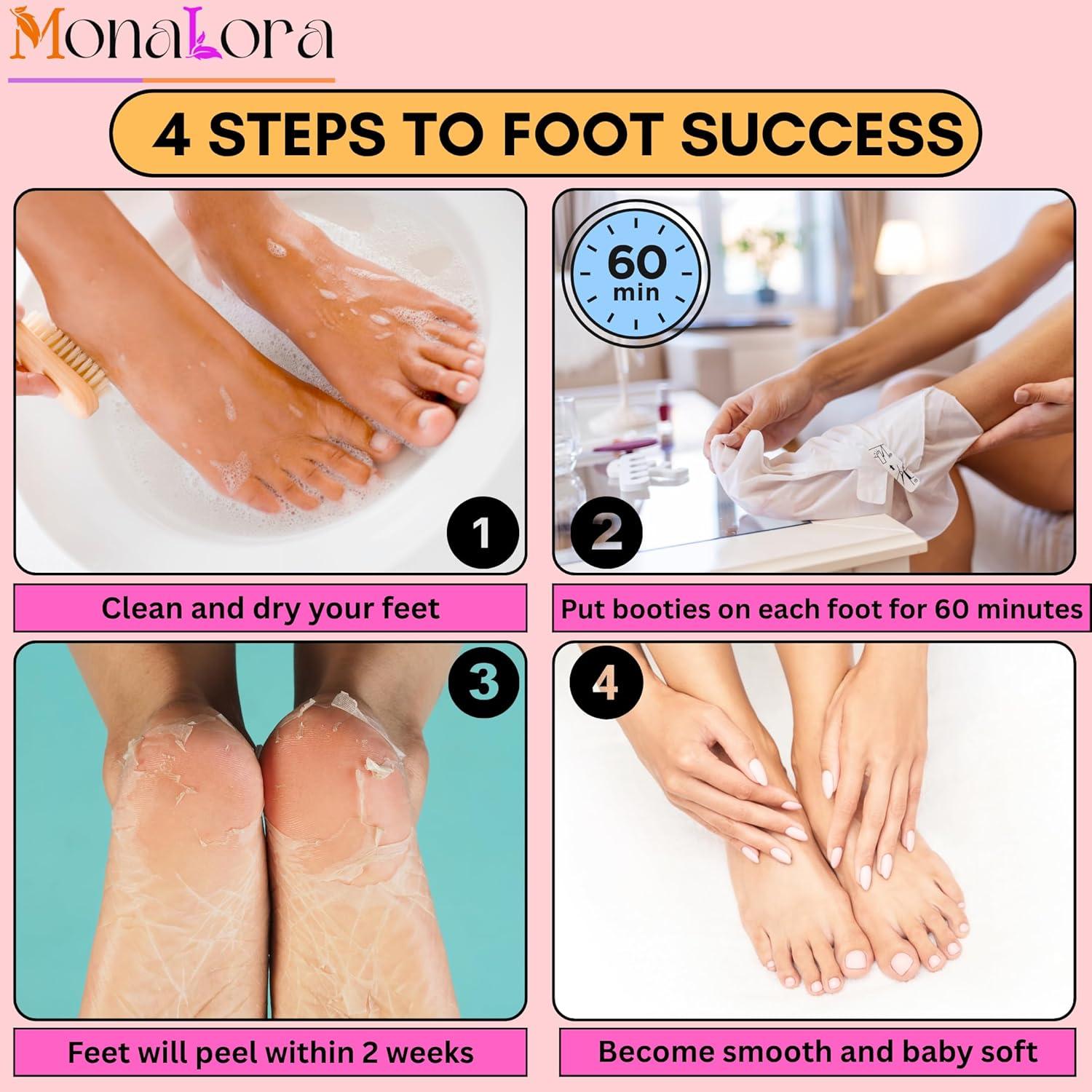 Mascarilla Exfoliante para Pies MonaLora - 2 Paquetes Aroma Lavanda