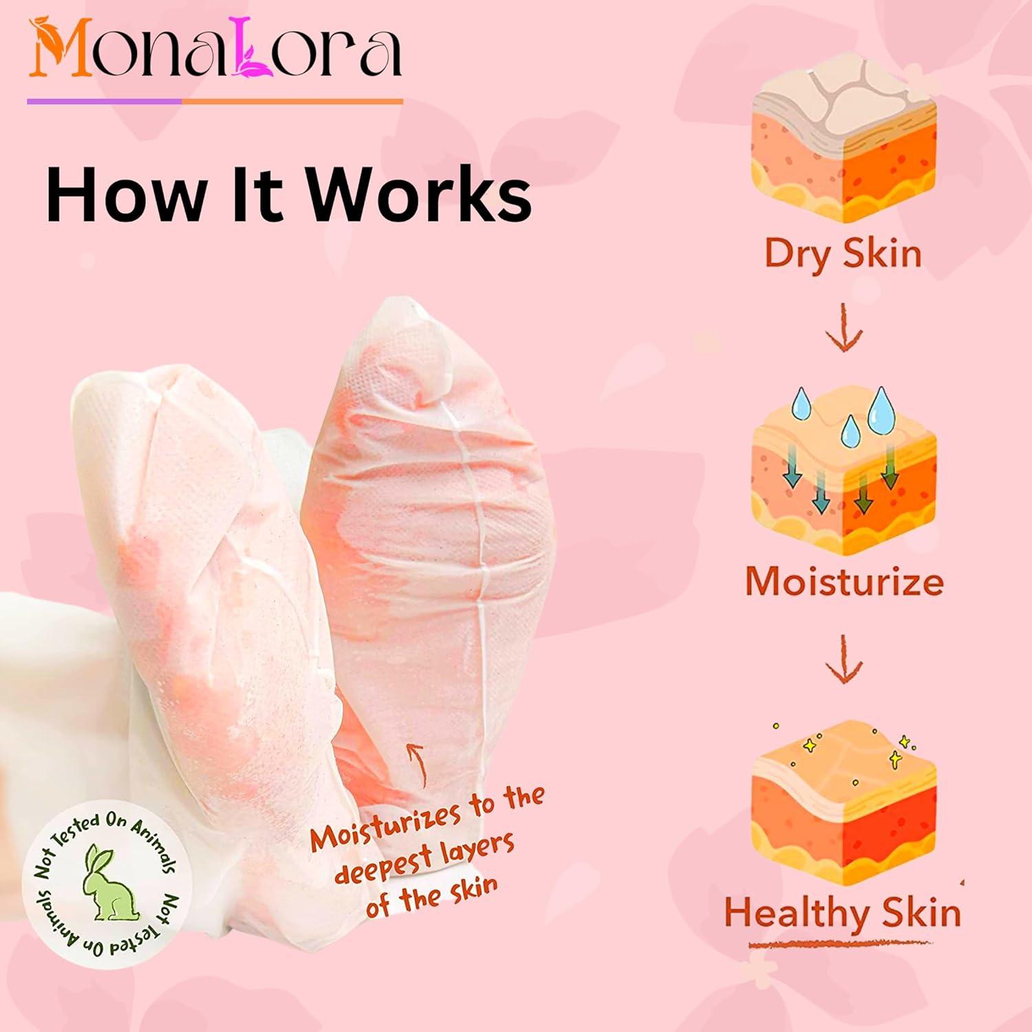 Mascarilla Exfoliante para Pies MonaLora - 2 Paquetes Aroma Lavanda