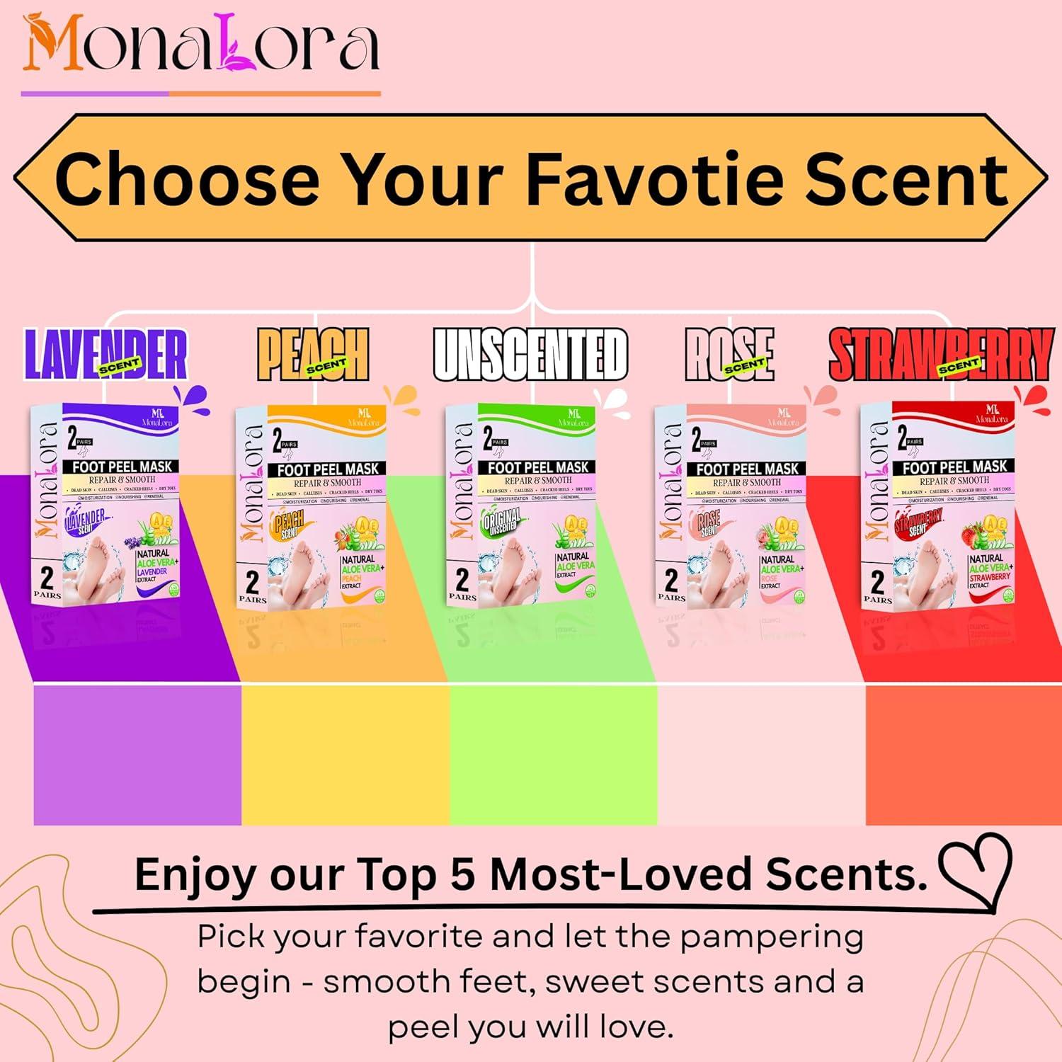 Mascarilla Exfoliante para Pies MonaLora - 2 Paquetes Aroma Lavanda