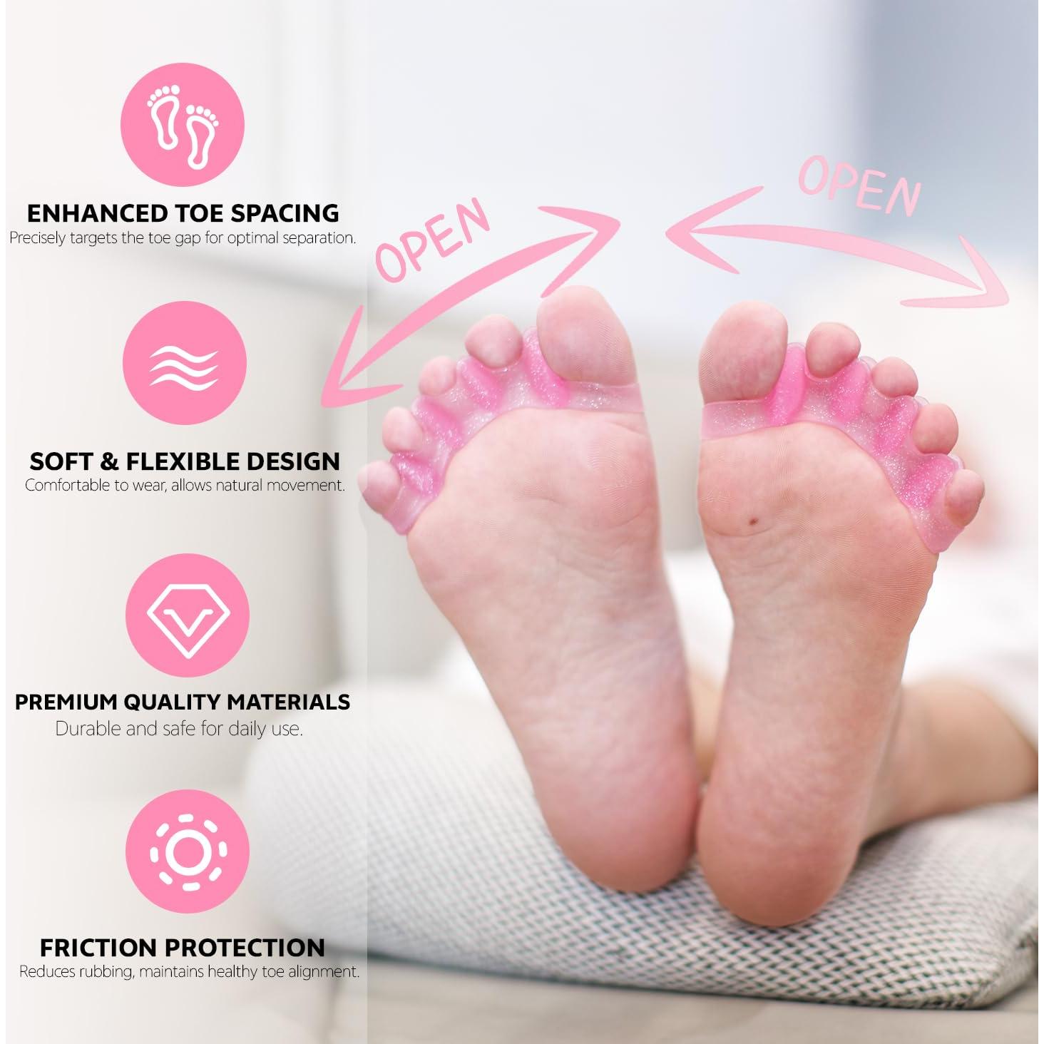 Separadores de Dedos de Gel KELANGSHAI - 2 Piezas Rosa