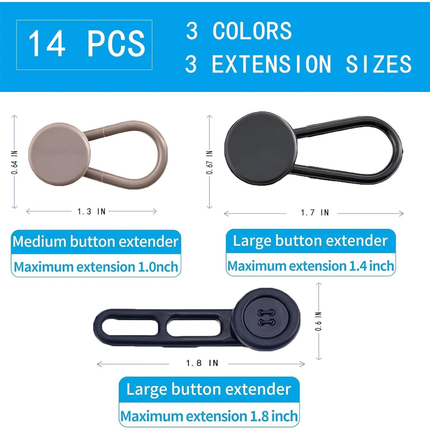 Extensores de Cintura para Pantalones JANCAN 14 PCS Ajustables