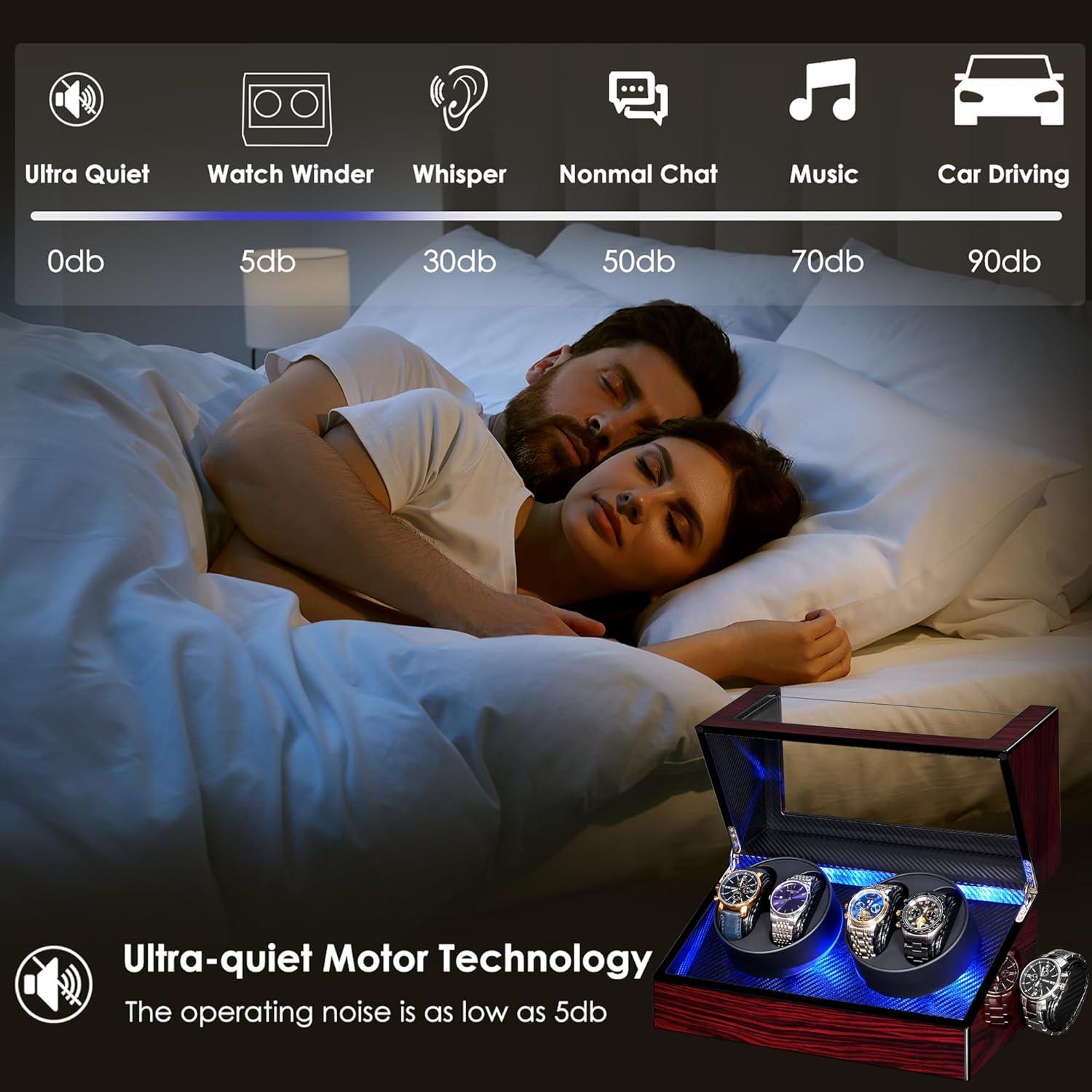 Reloj Winder ANWBROAD JWW011Y con Luz LED y 4 Modos