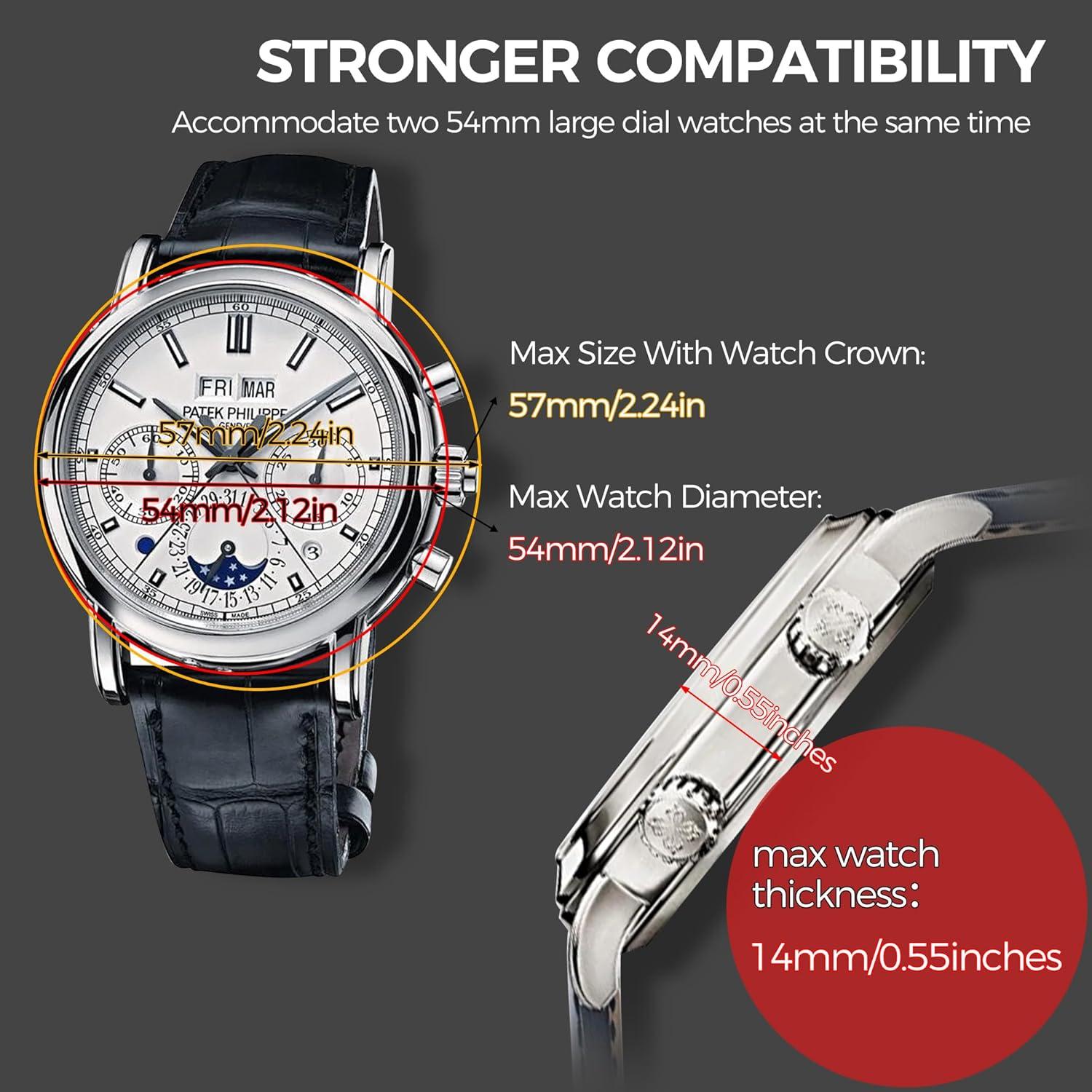 BEWISHOME Caja Winder para 2 Relojes Automáticos Madera LED