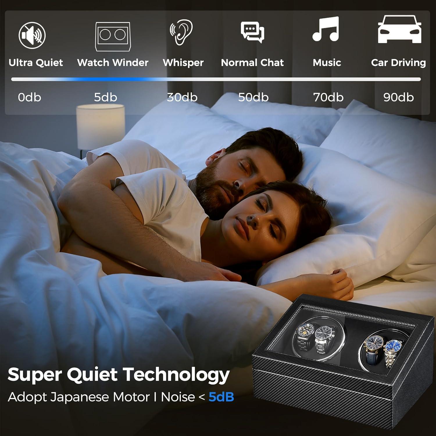 Winder de Reloj Automático ANWBROAD con 4 Rotadores y 6 Almacenamientos