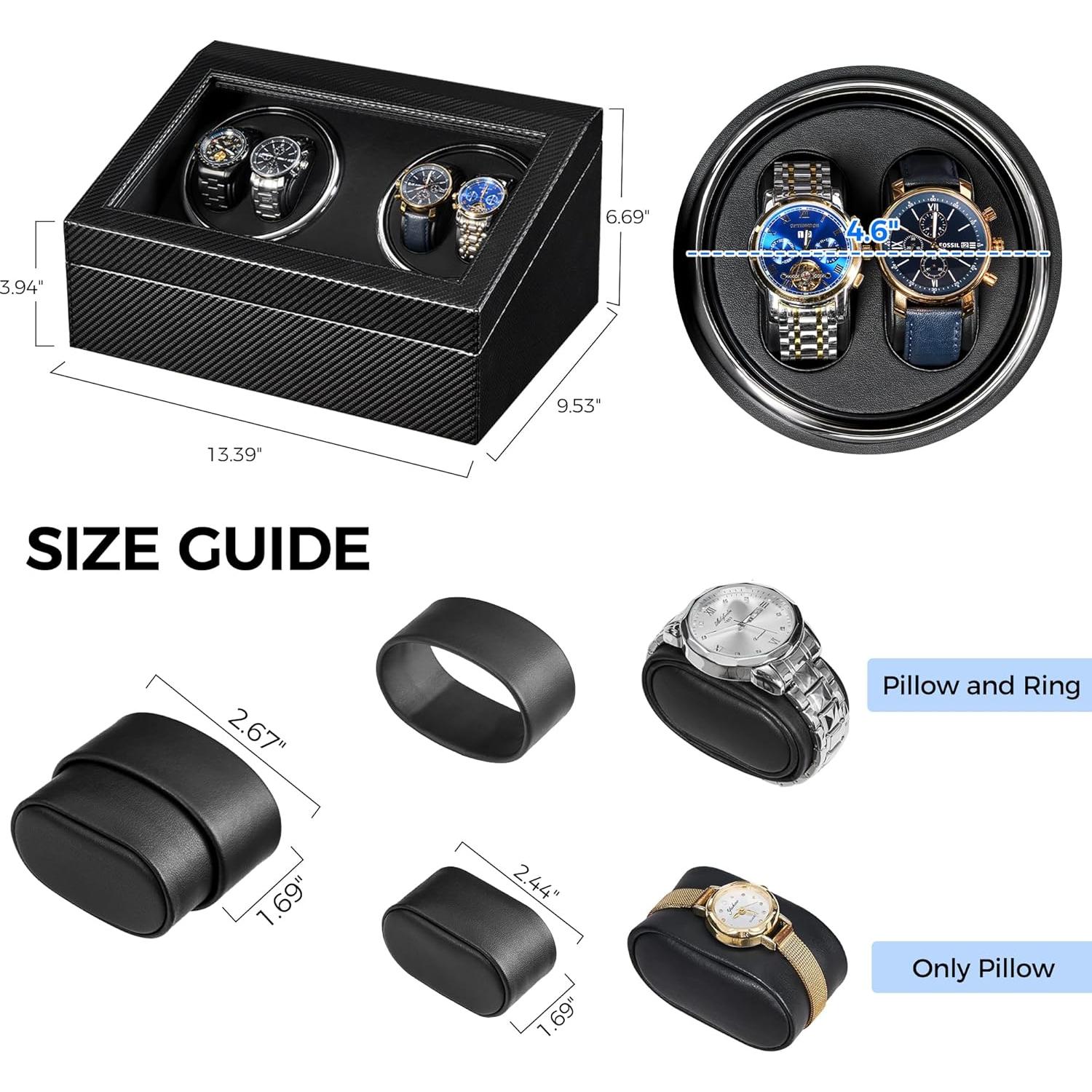 Winder de Reloj Automático ANWBROAD con 4 Rotadores y 6 Almacenamientos