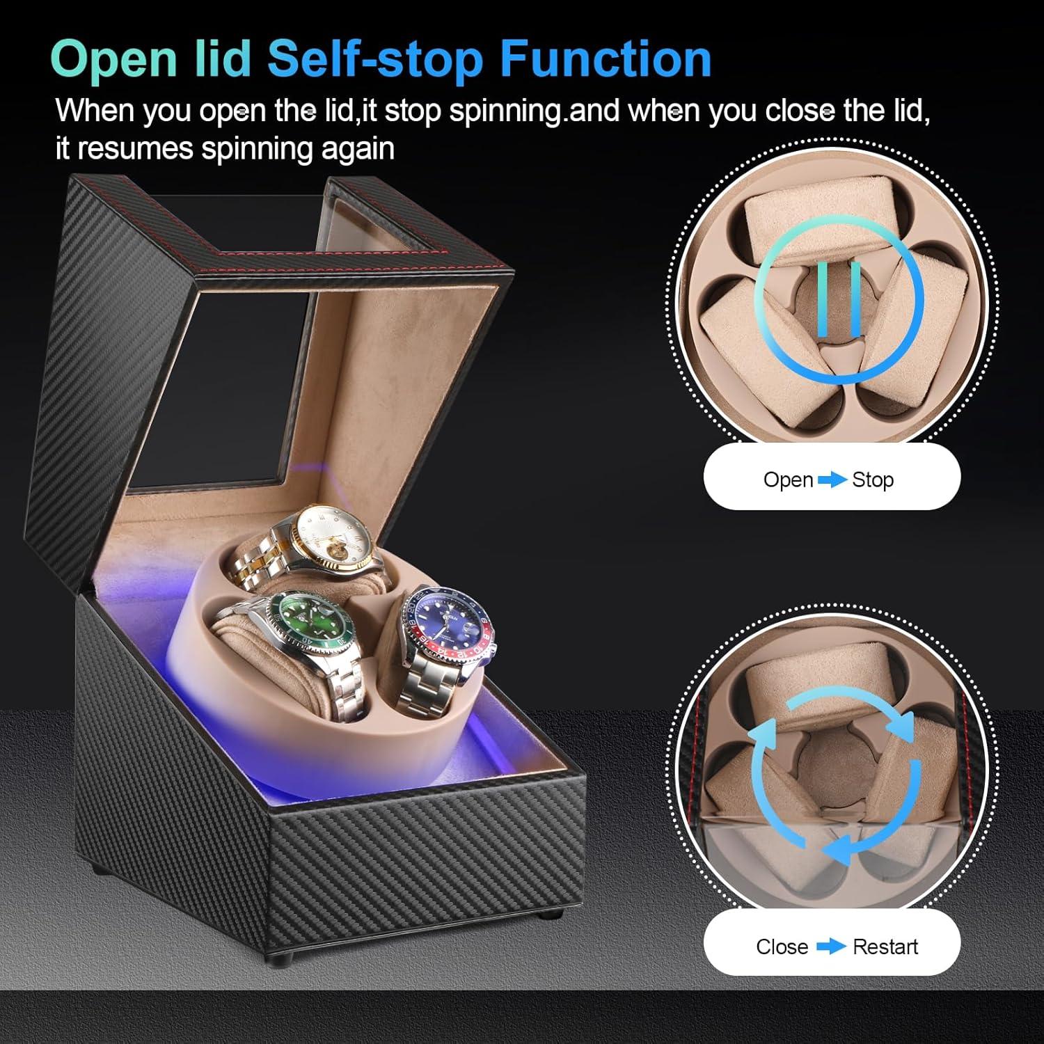 Reloj Winder Automático J&T Technology para 3 Relojes con Luz LED