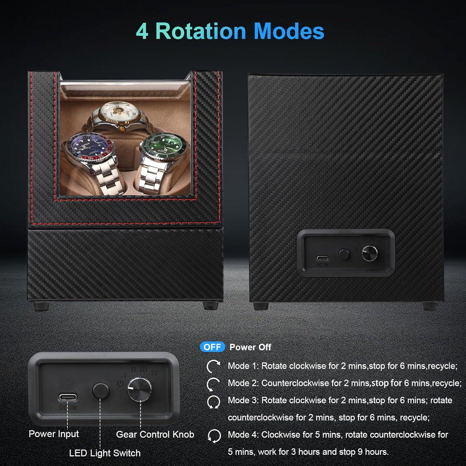 Reloj Winder Automático J&T Technology para 3 Relojes con Luz LED