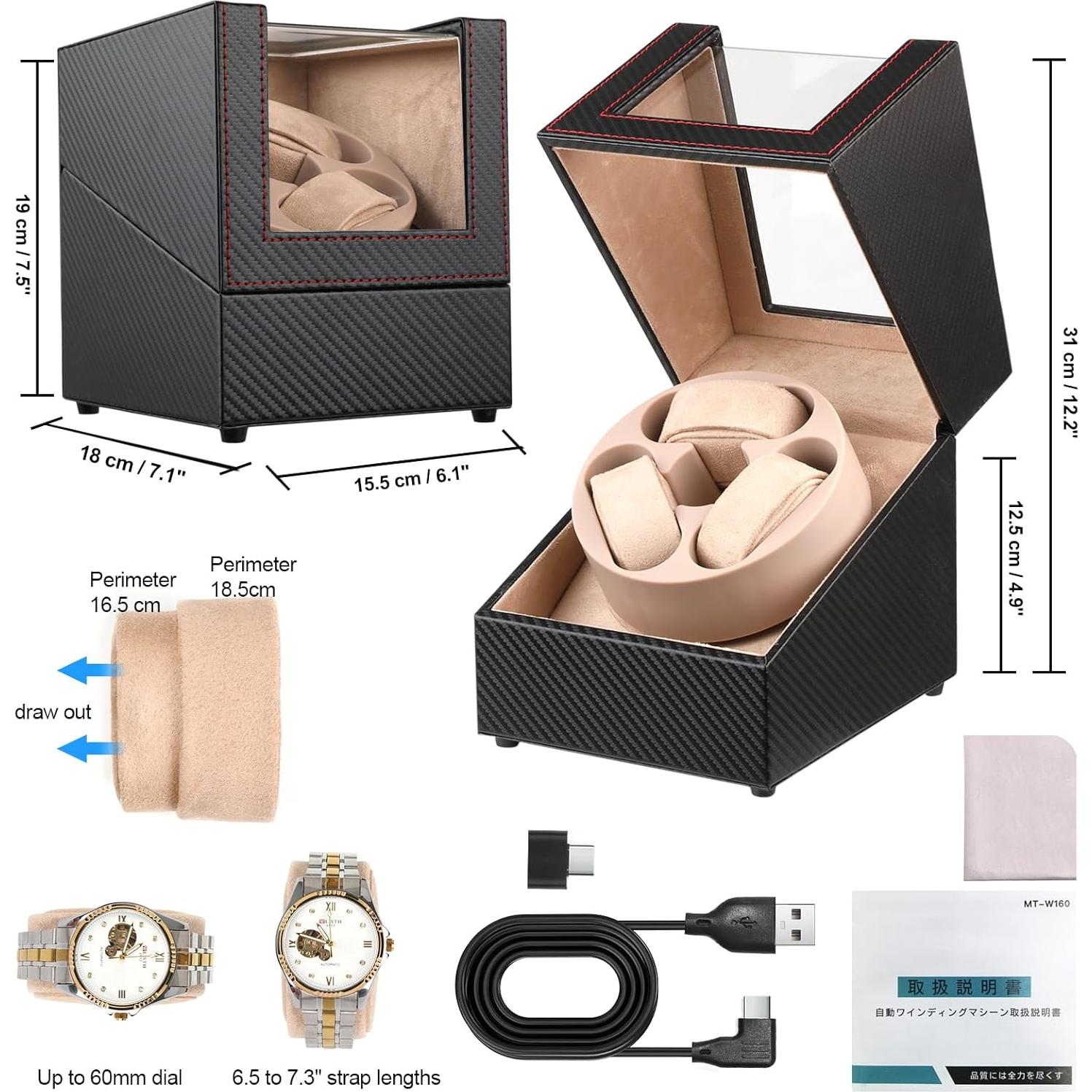 Reloj Winder Automático J&T Technology para 3 Relojes con Luz LED