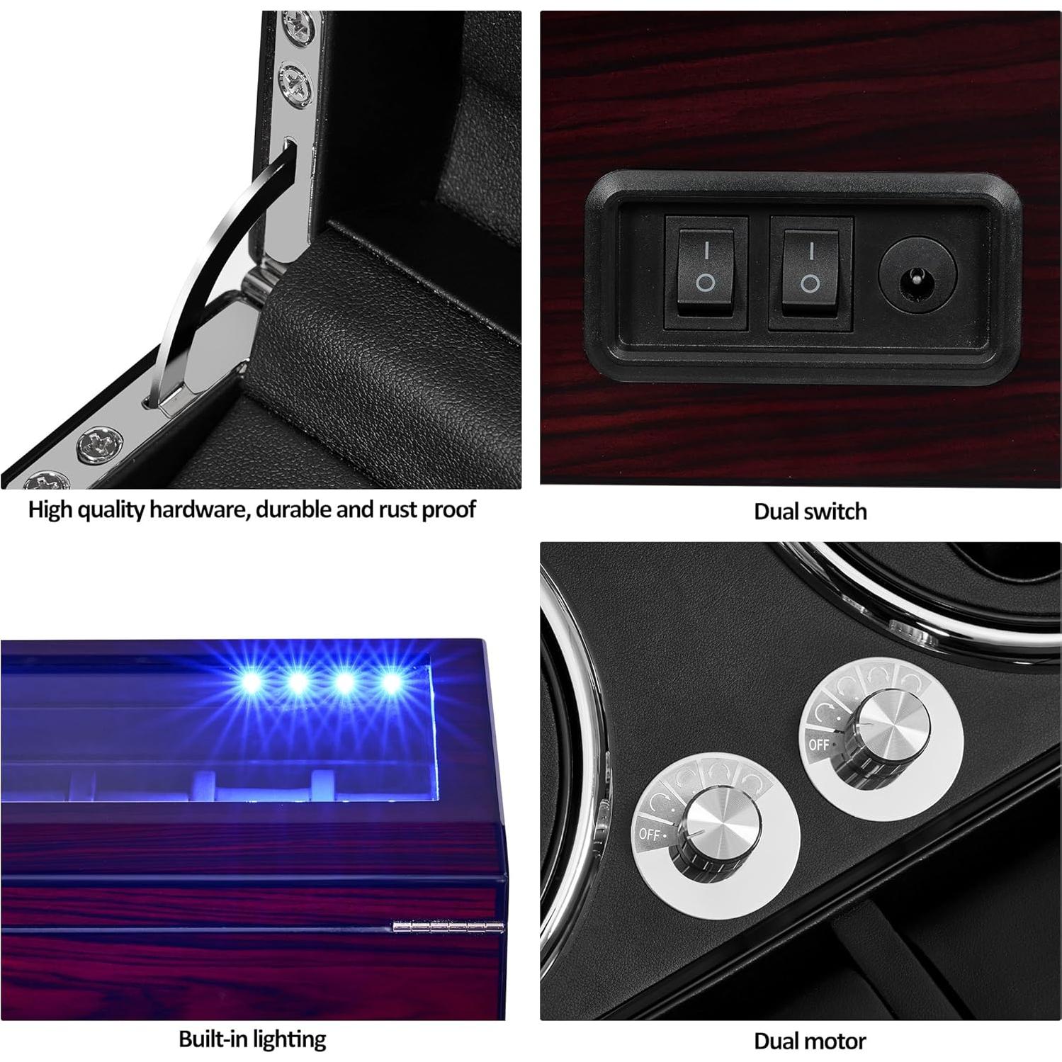 Reloj Winder ANWBROAD 4+6 Automático Silencioso LED