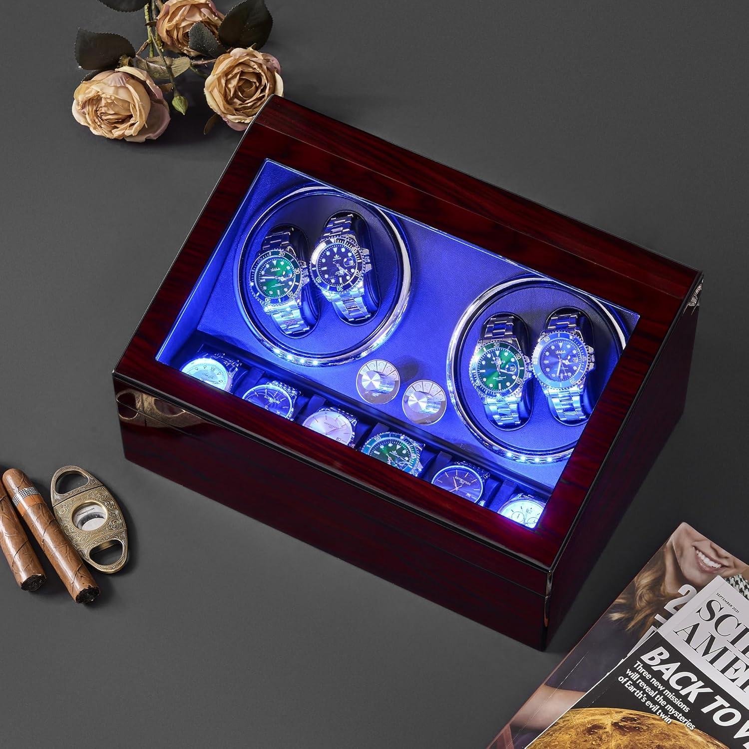 Reloj Winder ANWBROAD 4+6 Automático Silencioso LED